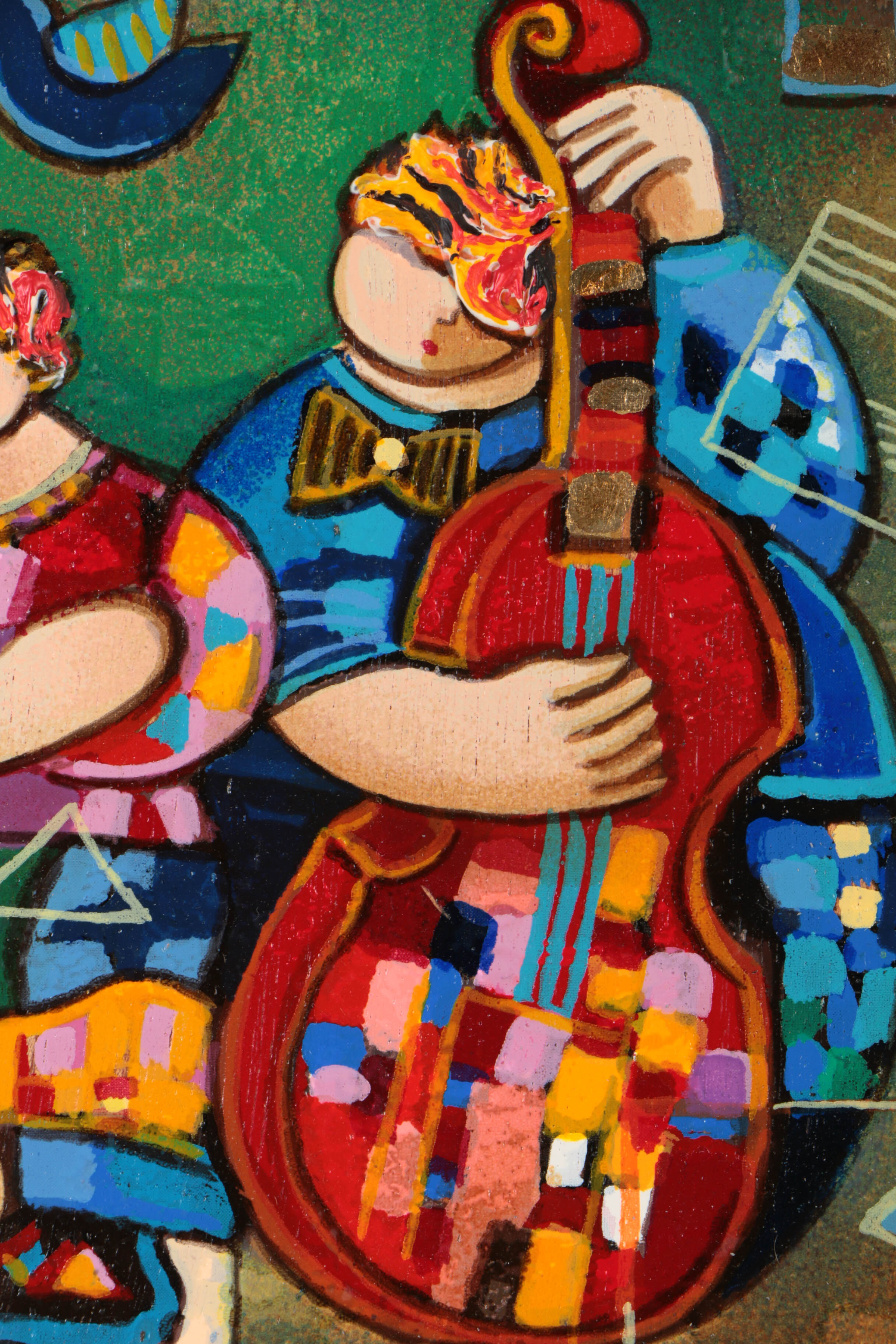 Dorit Levi Limited Edition Serigraph Print on Wood "The Trio of The Night"