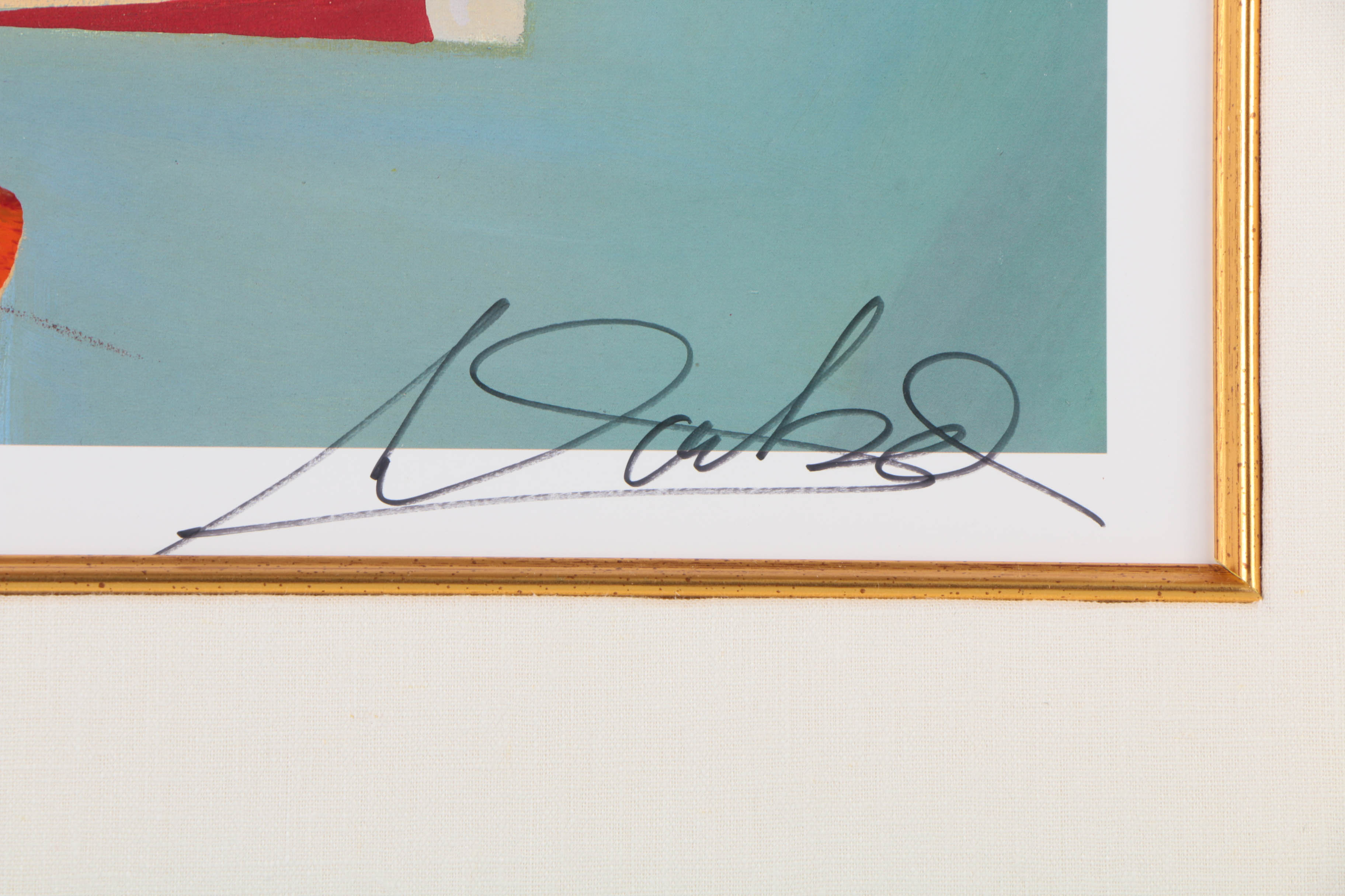 Alfred Gockel Signed Offset Lithograph with Hand-Painted Embellishments Abstract Still Life