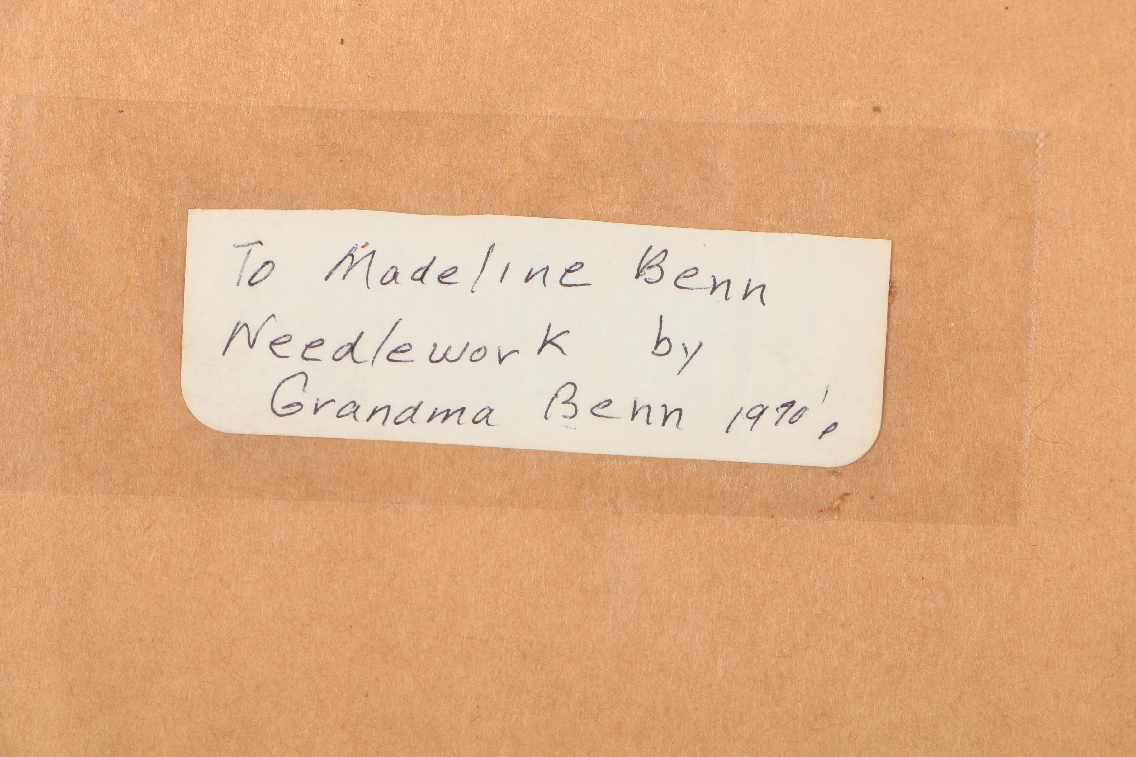 Marge Benn Hand-Embroidery on Linen of Flowers