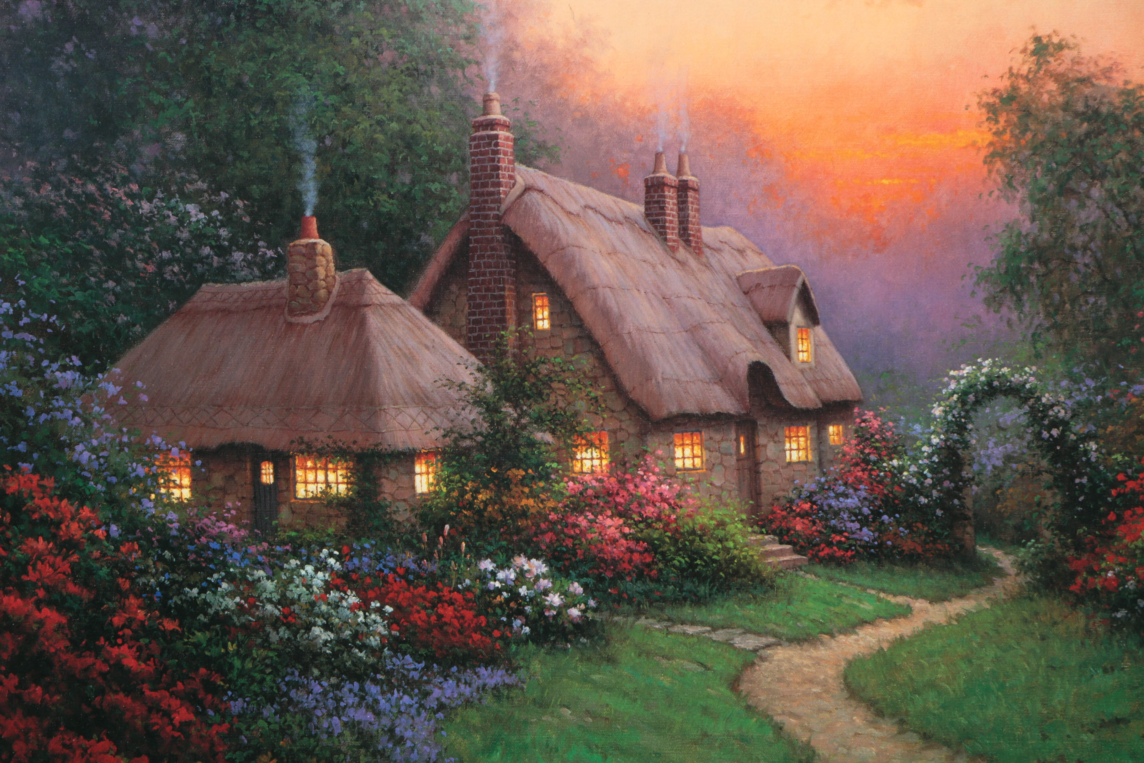 Sergon Limited Edition Offset Lithograph on Canvas "Heather's Cottage"