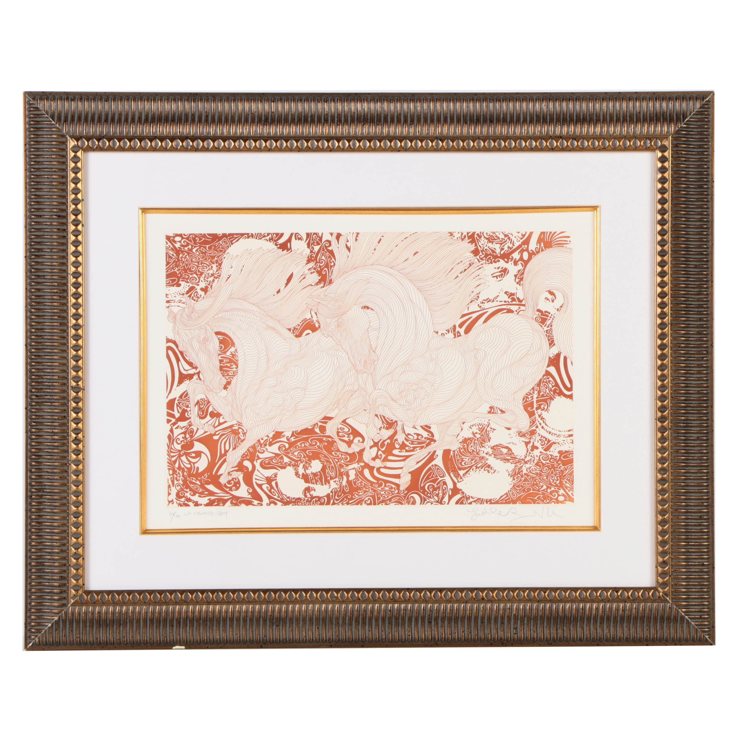 Guillaume Azoulay Signed Limited Edition Etching on Paper "La Course"