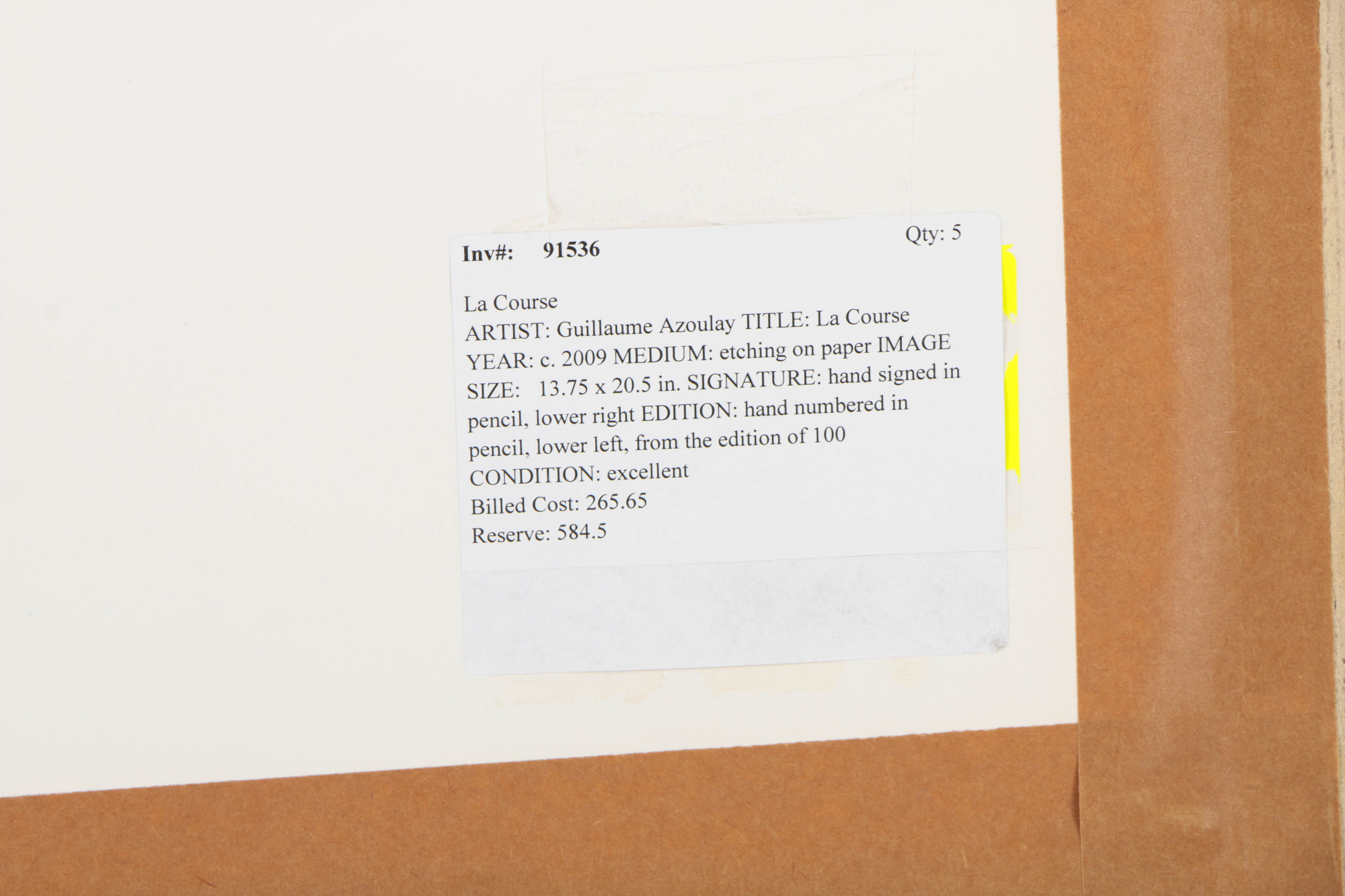 Guillaume Azoulay Signed Limited Edition Etching on Paper "La Course"