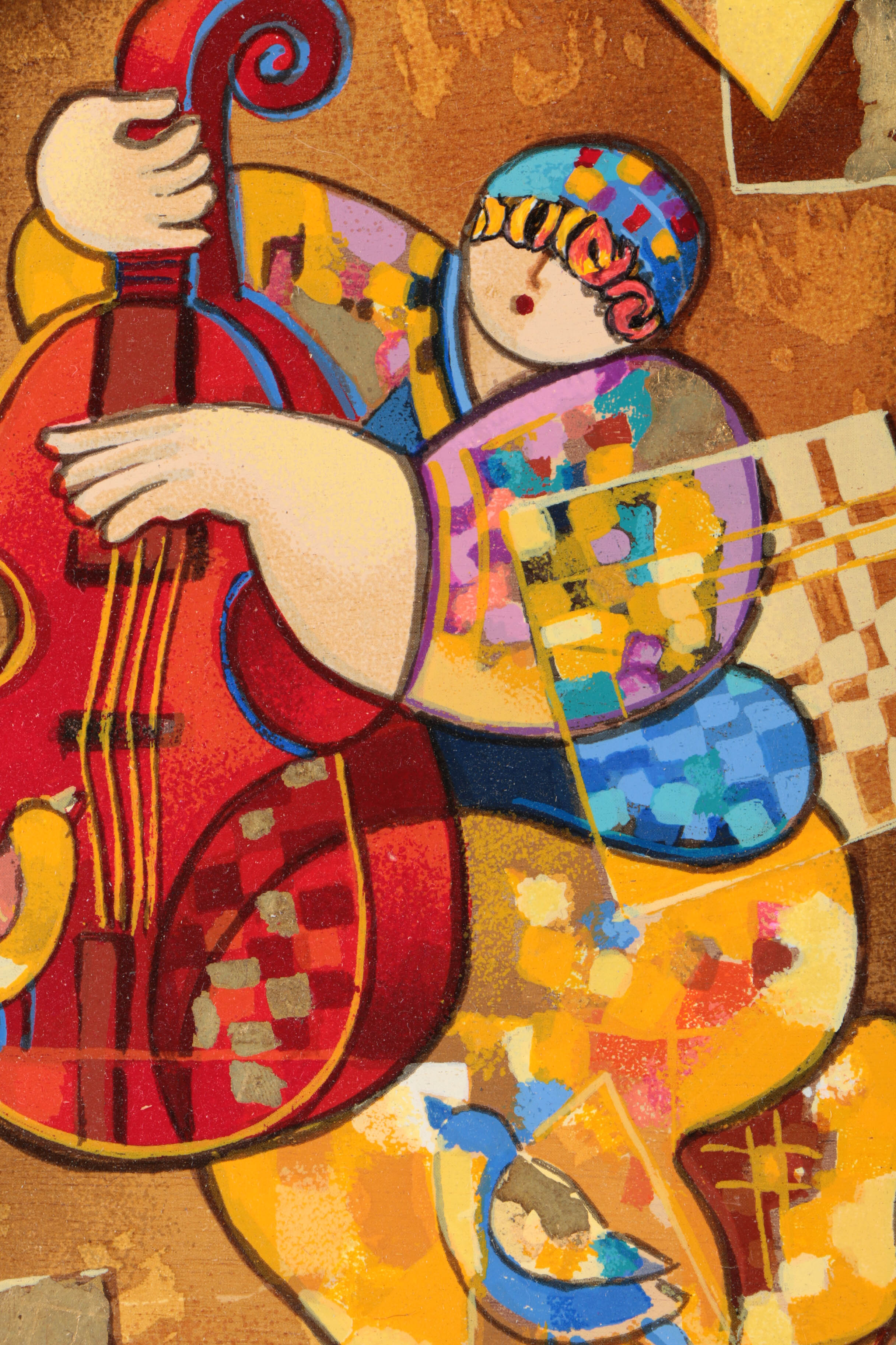 Dorit Levi Serigraph on Wood "Blues I"