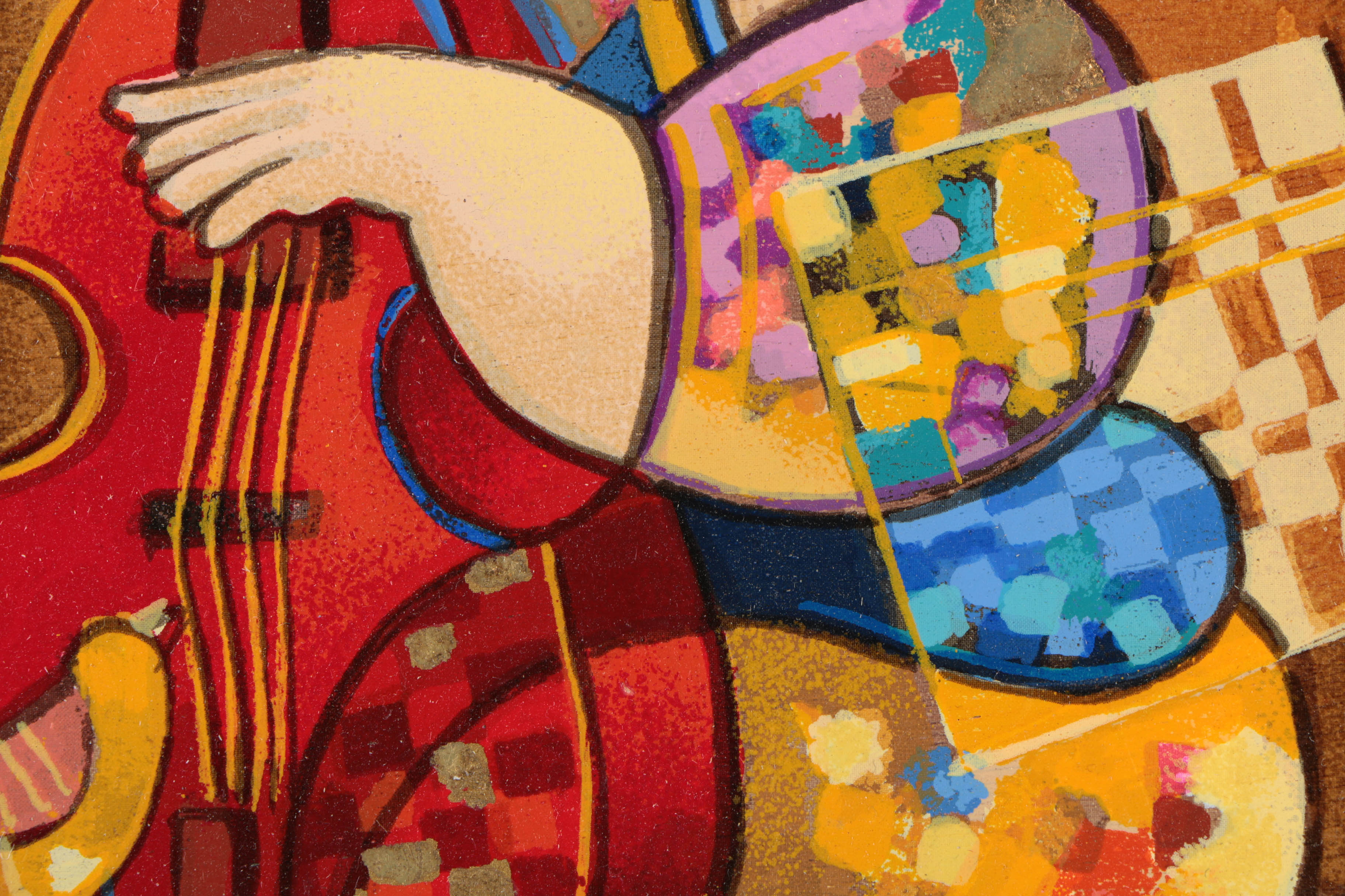 Dorit Levi Serigraph on Wood "Blues I"