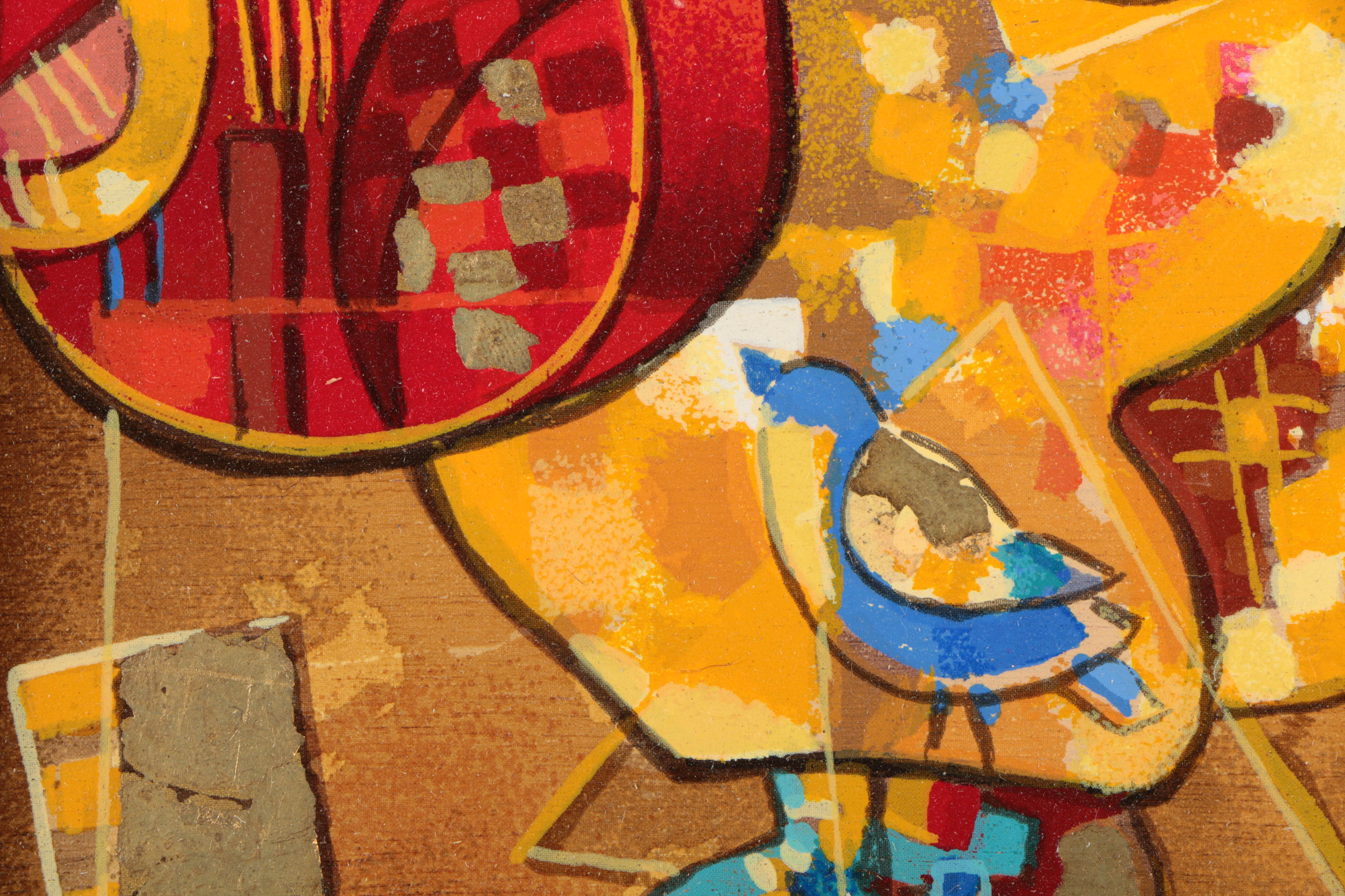 Dorit Levi Serigraph on Wood "Blues I"