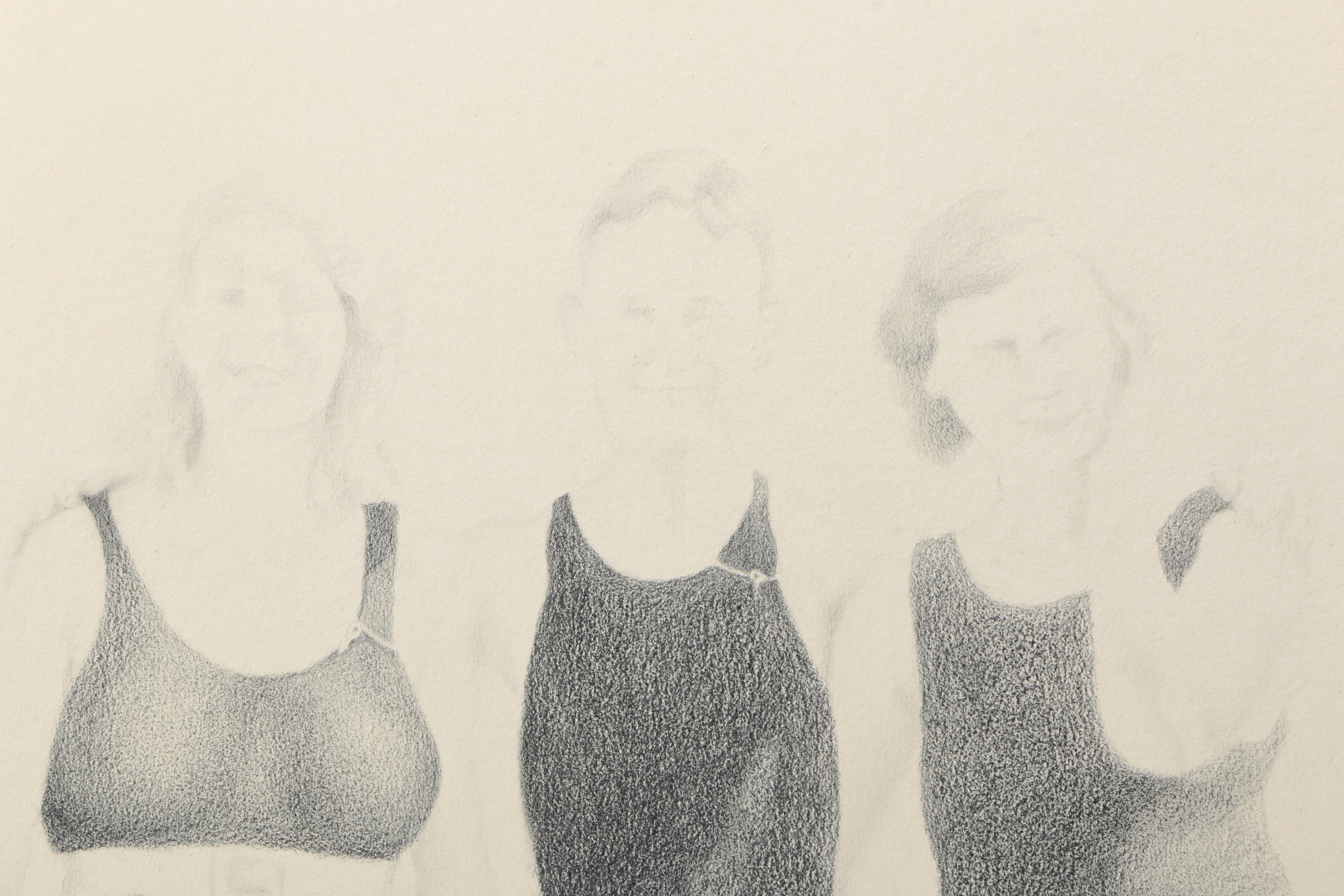 Louise Craven Graphite Drawing of People in Swim Clothes
