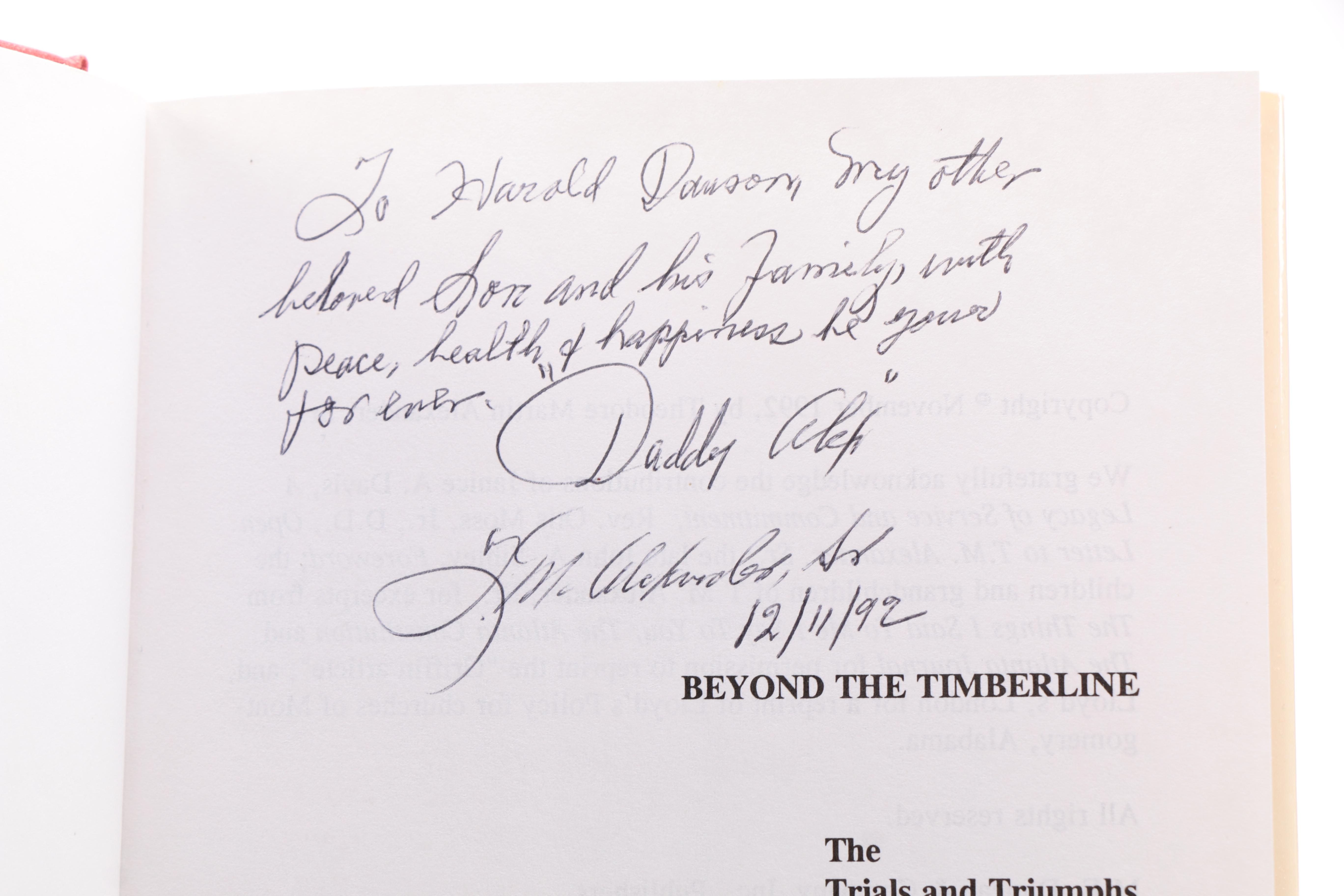 Signed "Beyond the Timberline" by T.M. Alexander
