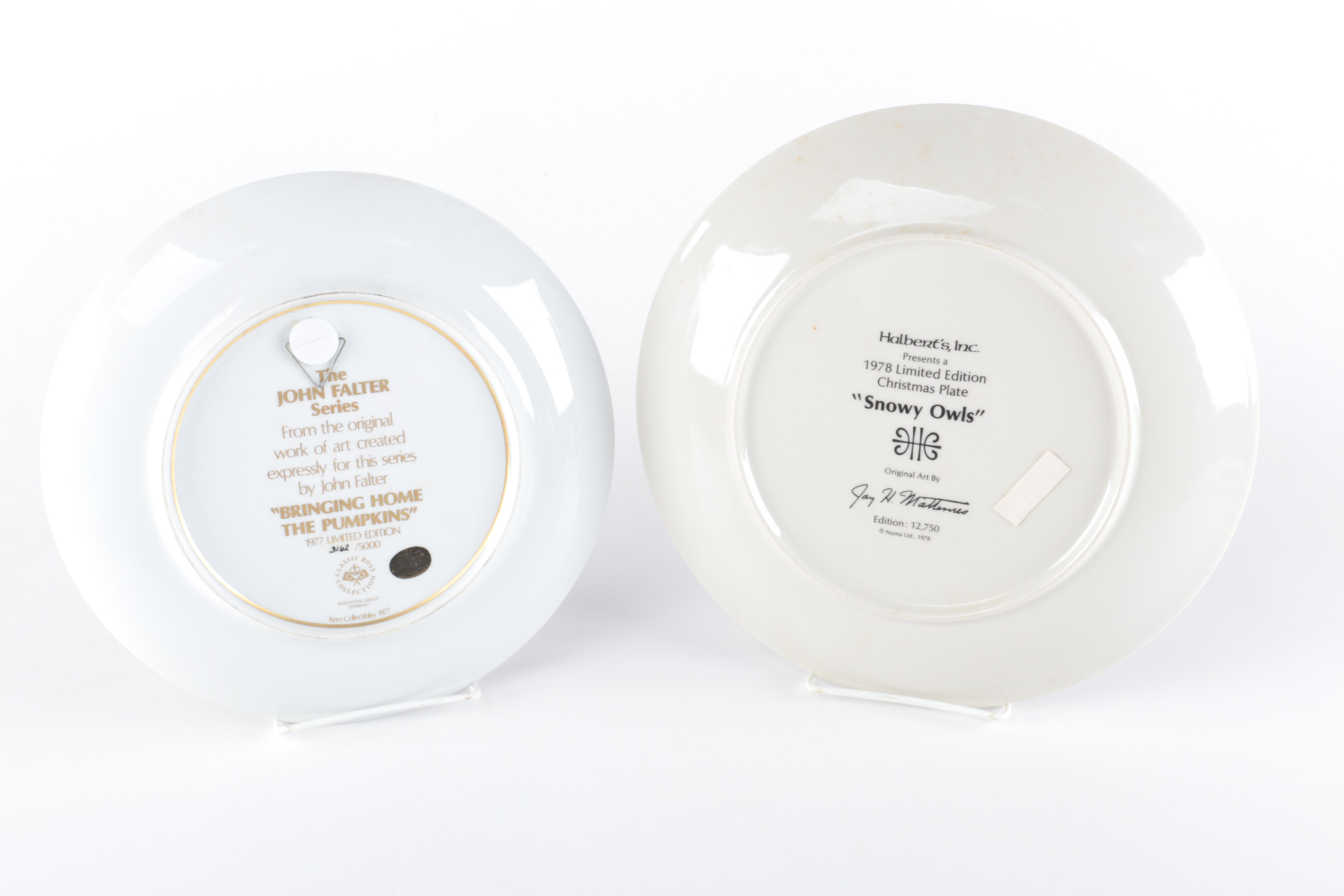 Limited Edition Collector Seasonal Plates including "Bringing Home The Pumpkins" by John Falter