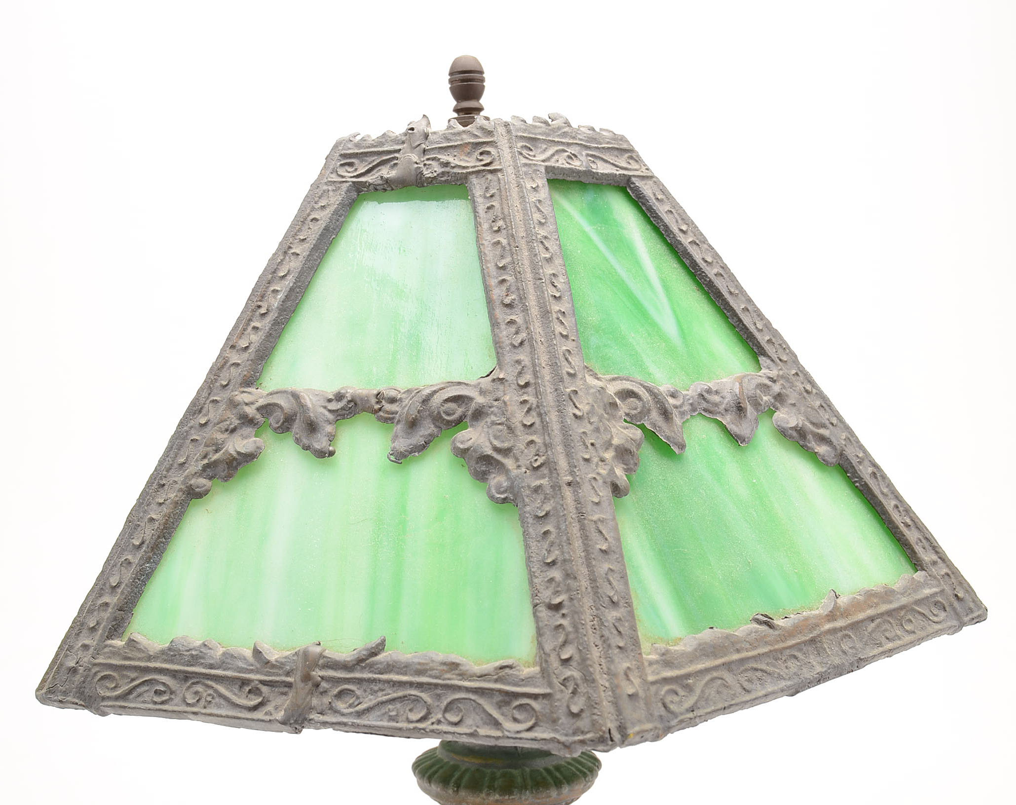 Green Slag Glass Table Lamp