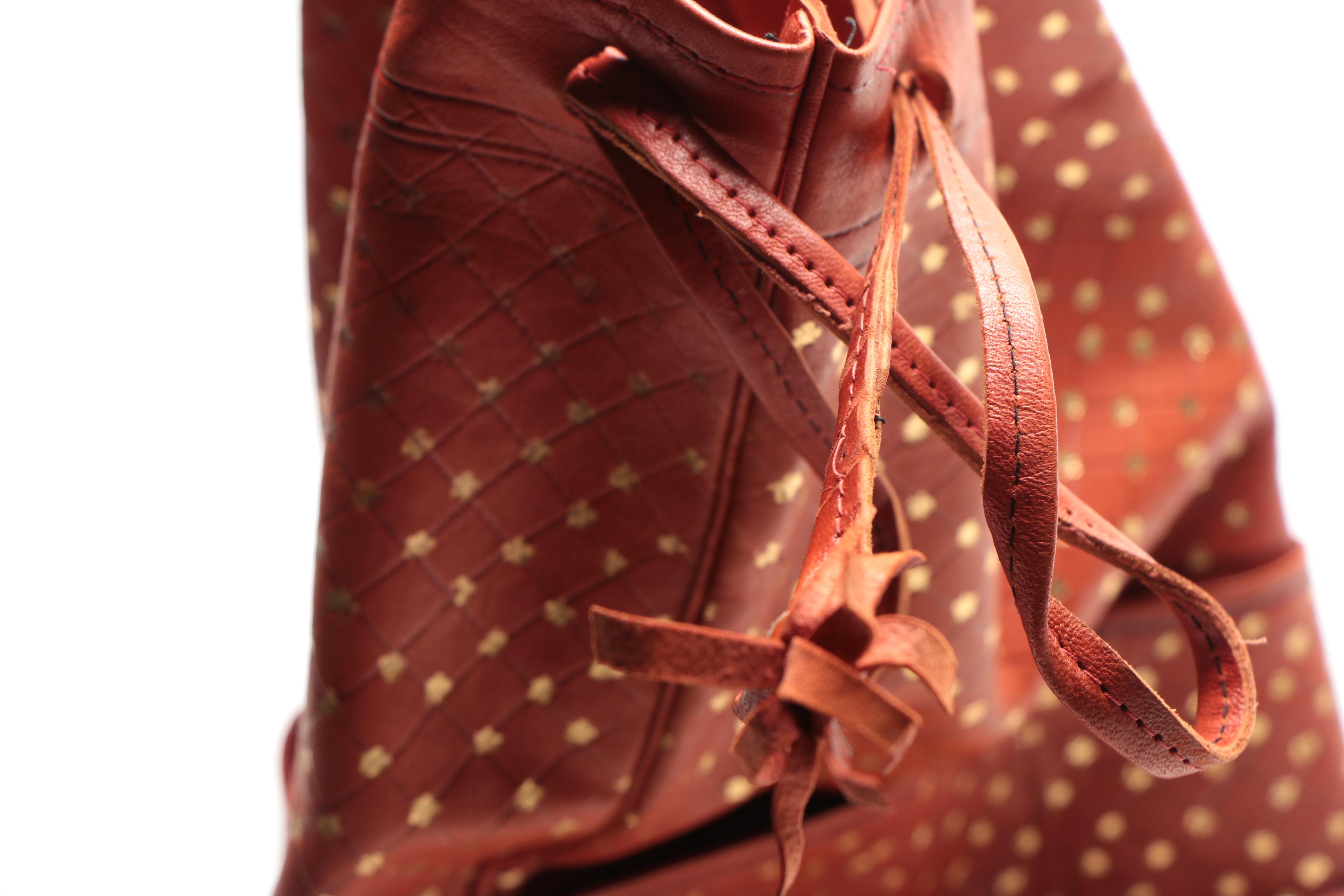 Handmade Leather Drawstring Bag