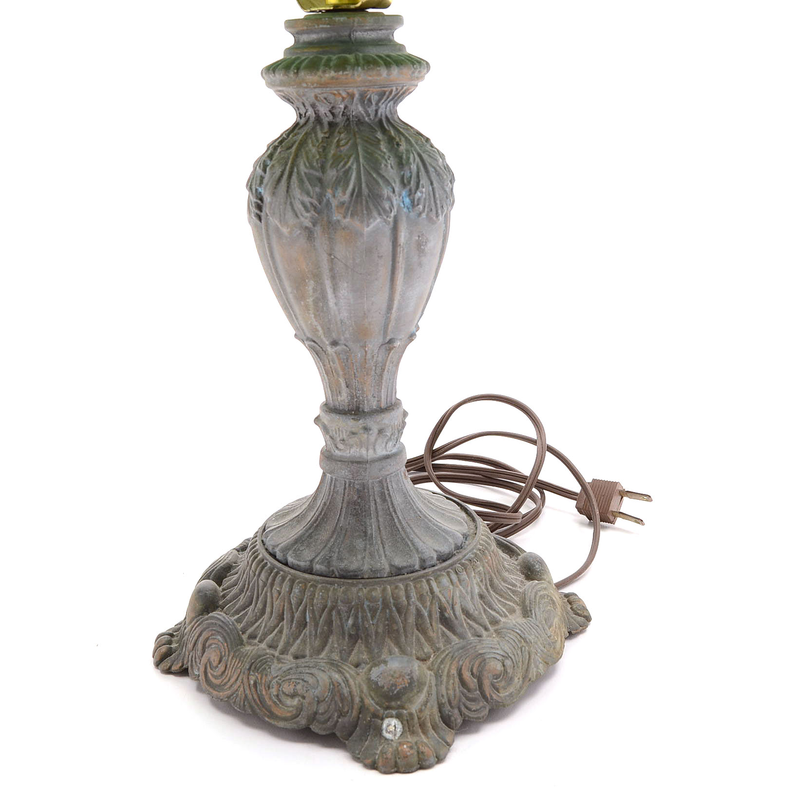 Green Slag Glass Table Lamp