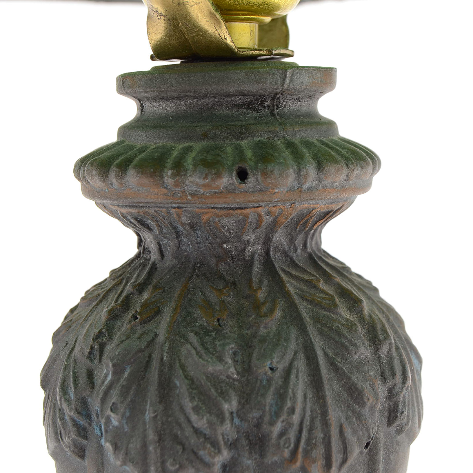 Green Slag Glass Table Lamp