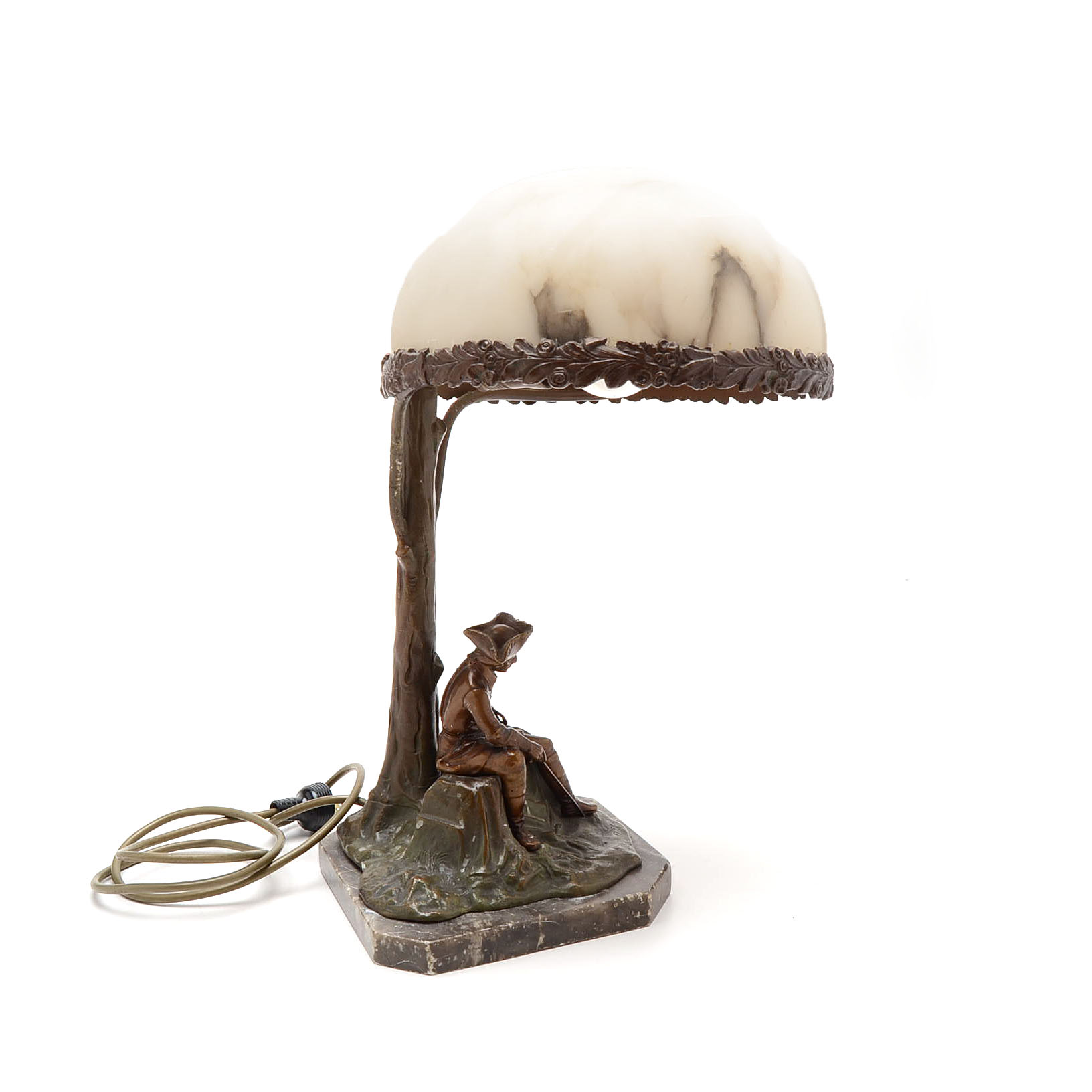 Figural Table Lamp With Alabaster Shade
