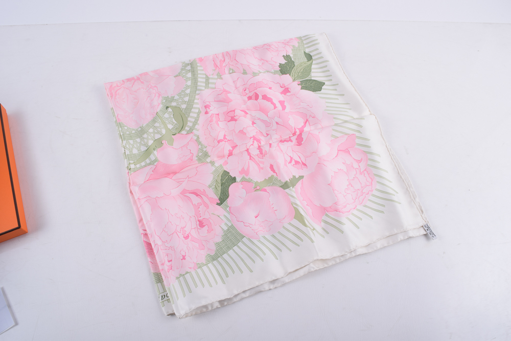 Vintage Hermès "La Pivoines" Silk Scarf