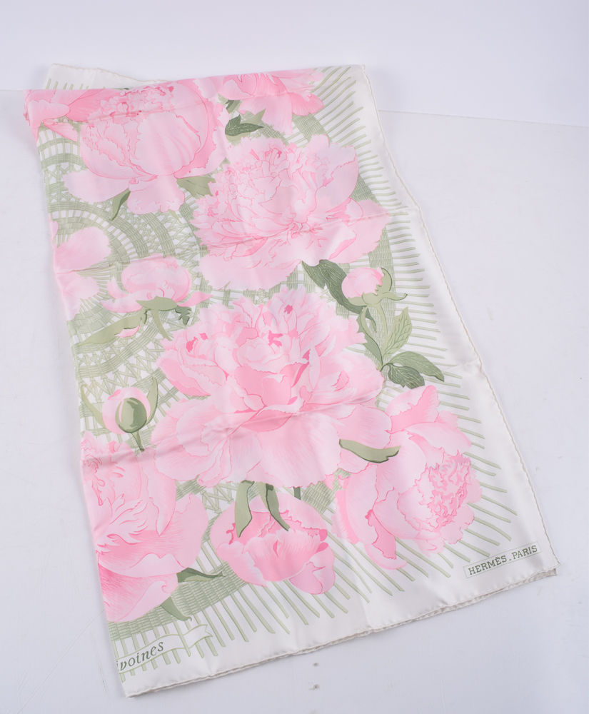 Vintage Hermès "La Pivoines" Silk Scarf