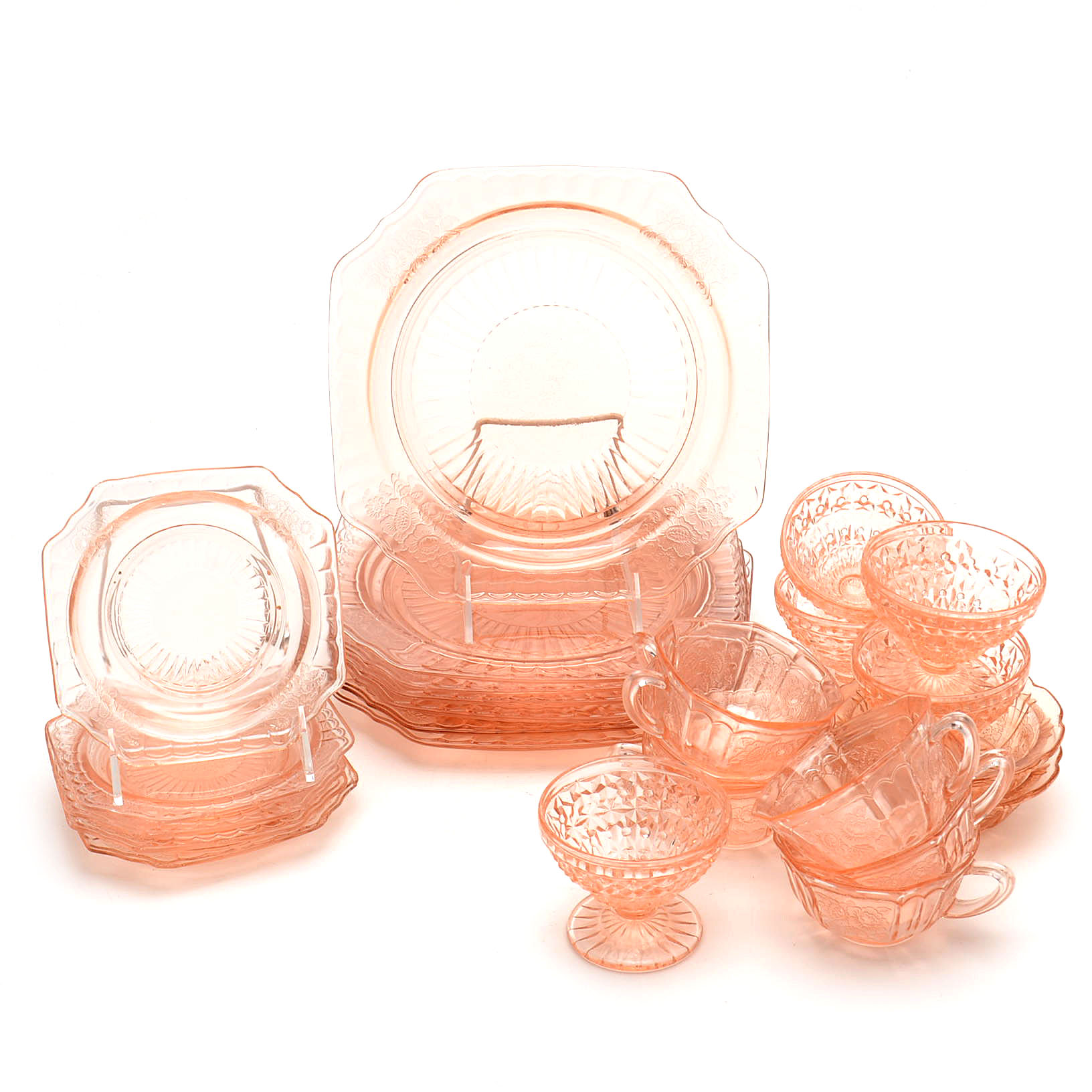 Assorted Pink Depression Glassware