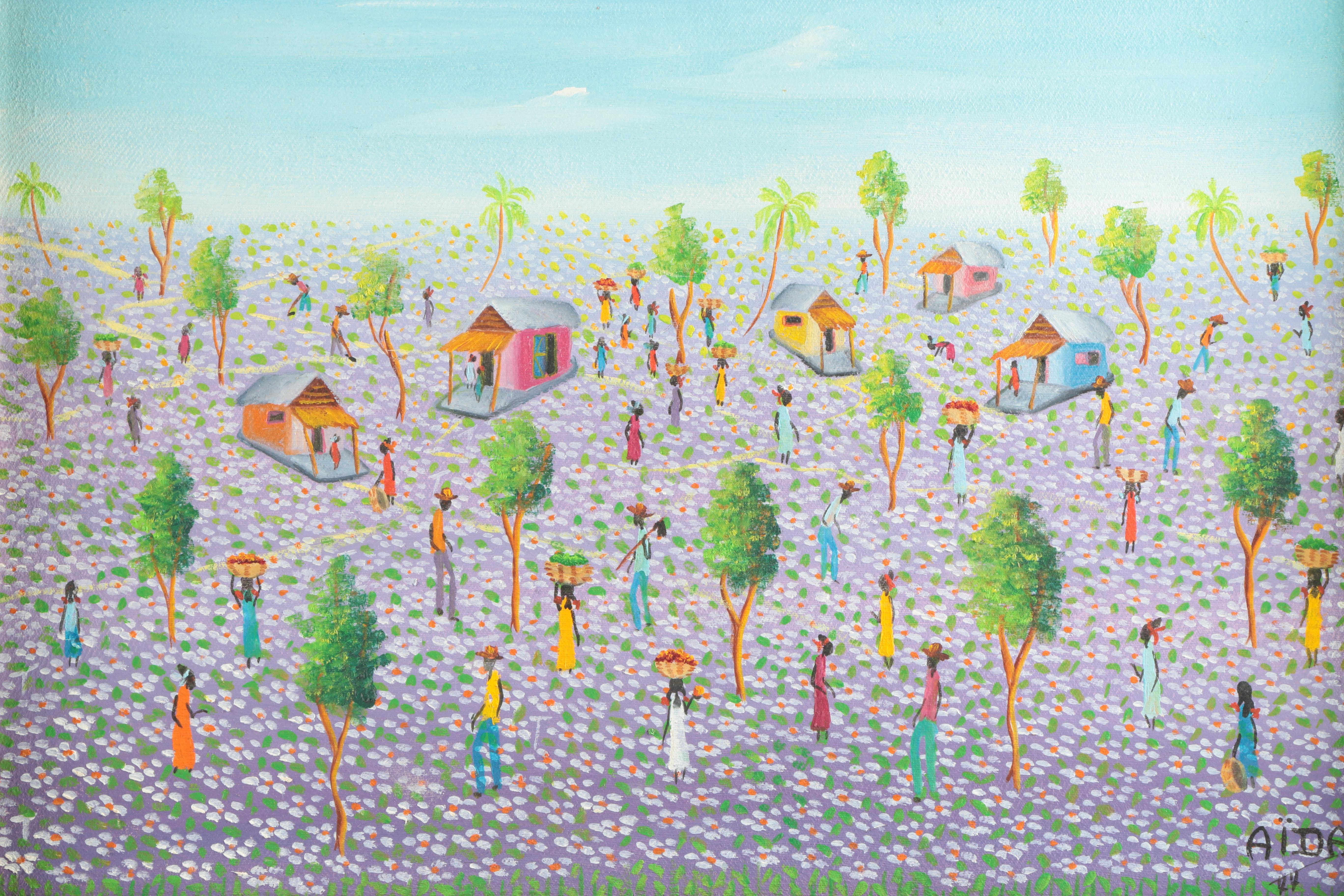 Aida Dostaly Oil Painting on Canvas of Village