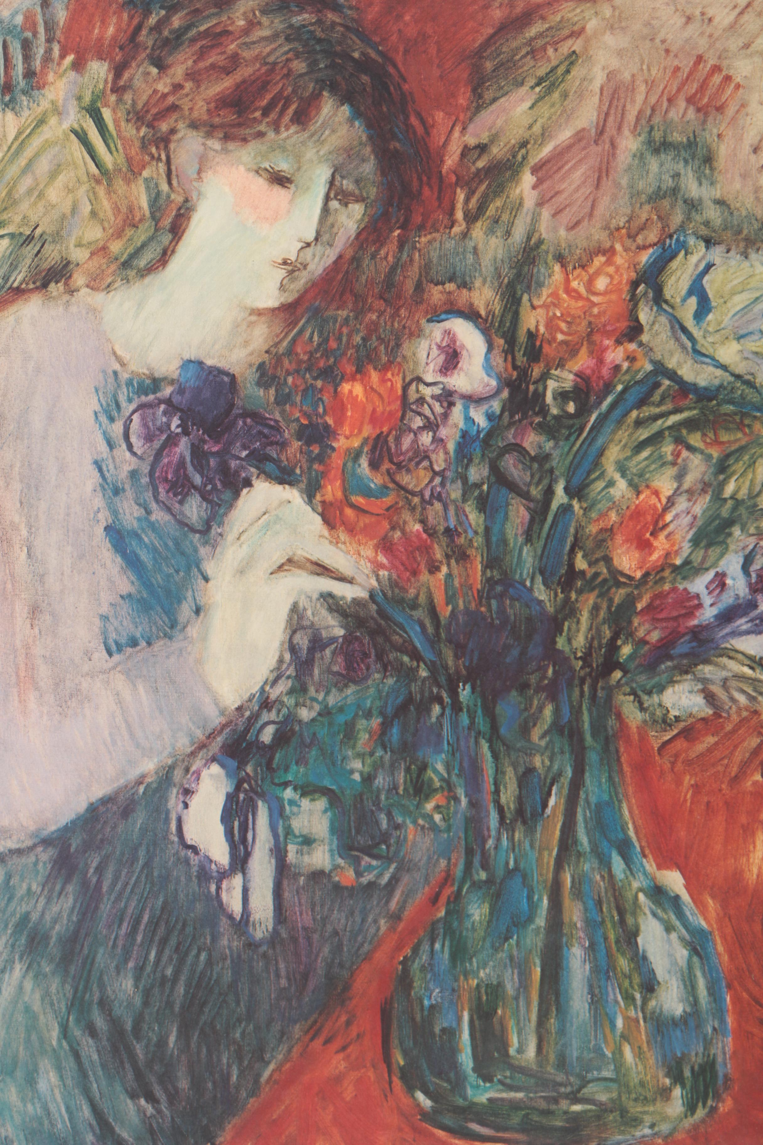 Barbara A. Wood Artist's Proof Offset Lithograph "Femme avec Fleurs"