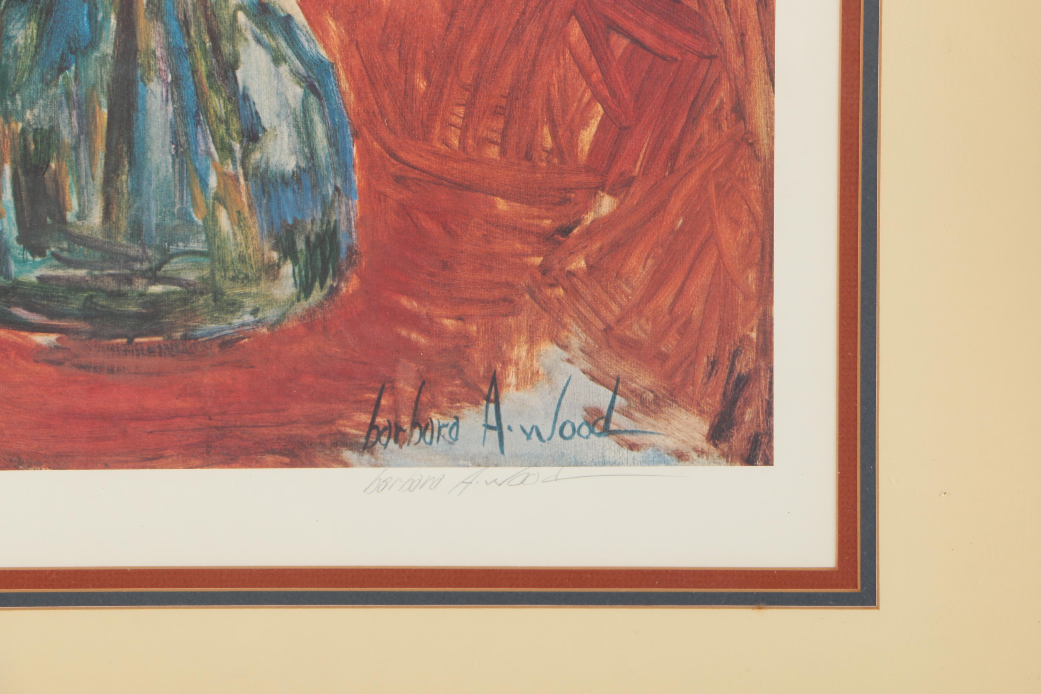 Barbara A. Wood Artist's Proof Offset Lithograph "Femme avec Fleurs"