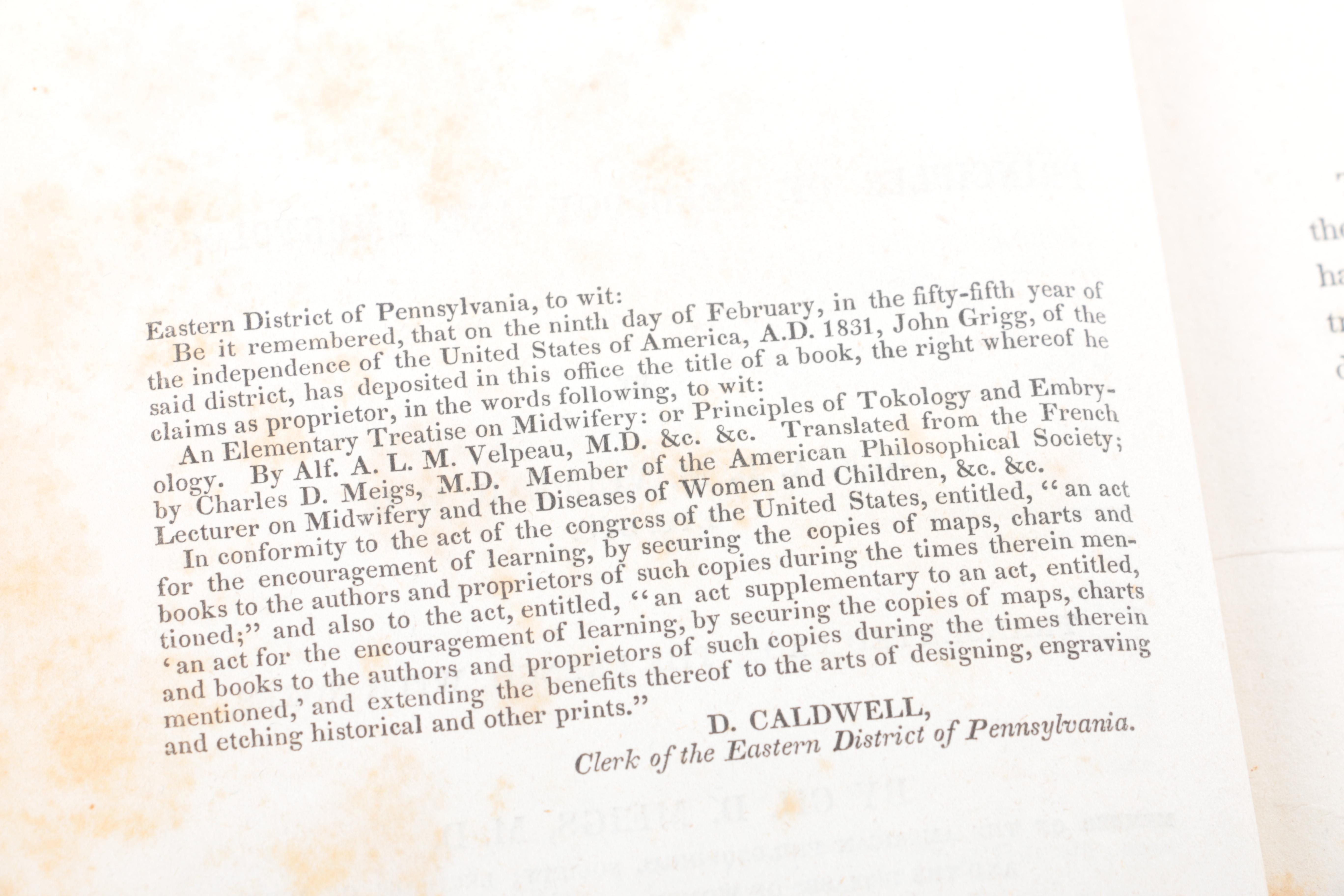 1830s Medical Books on Midwifery and "The Diseases of Females"