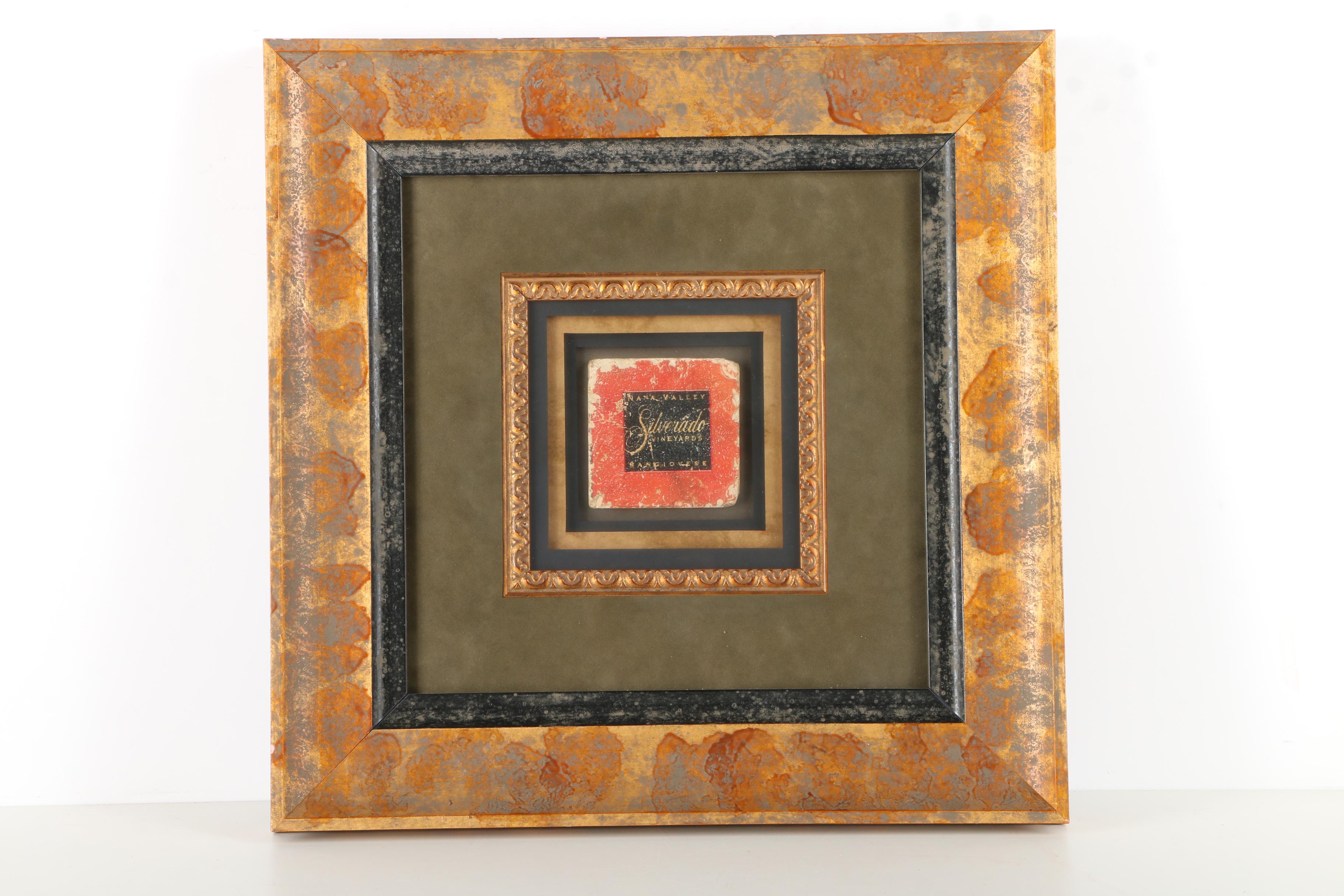 Set of Framed Wine Label Tile Transfers