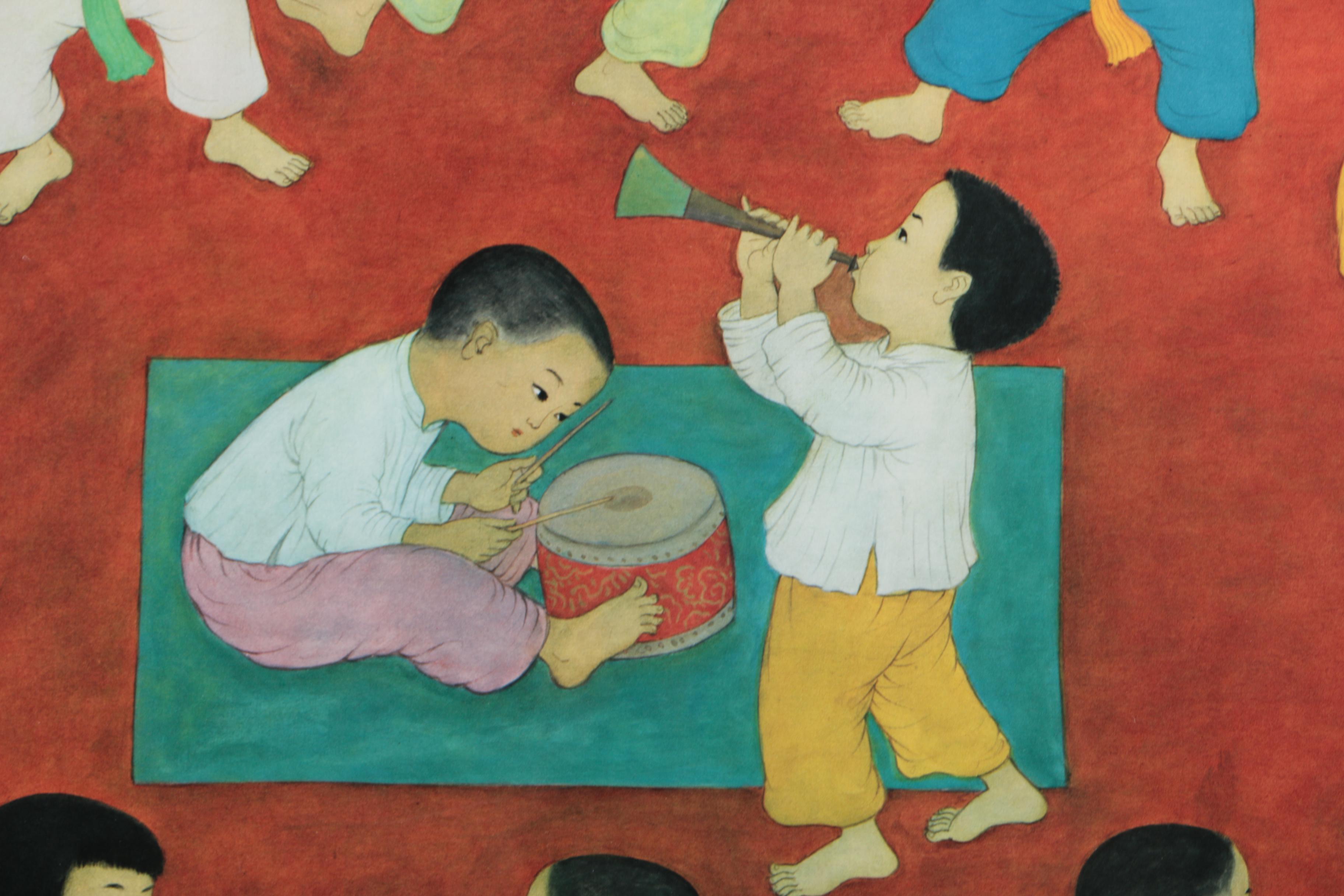 Lithograph Print on Paper After Mai Thứ "La Ronde"