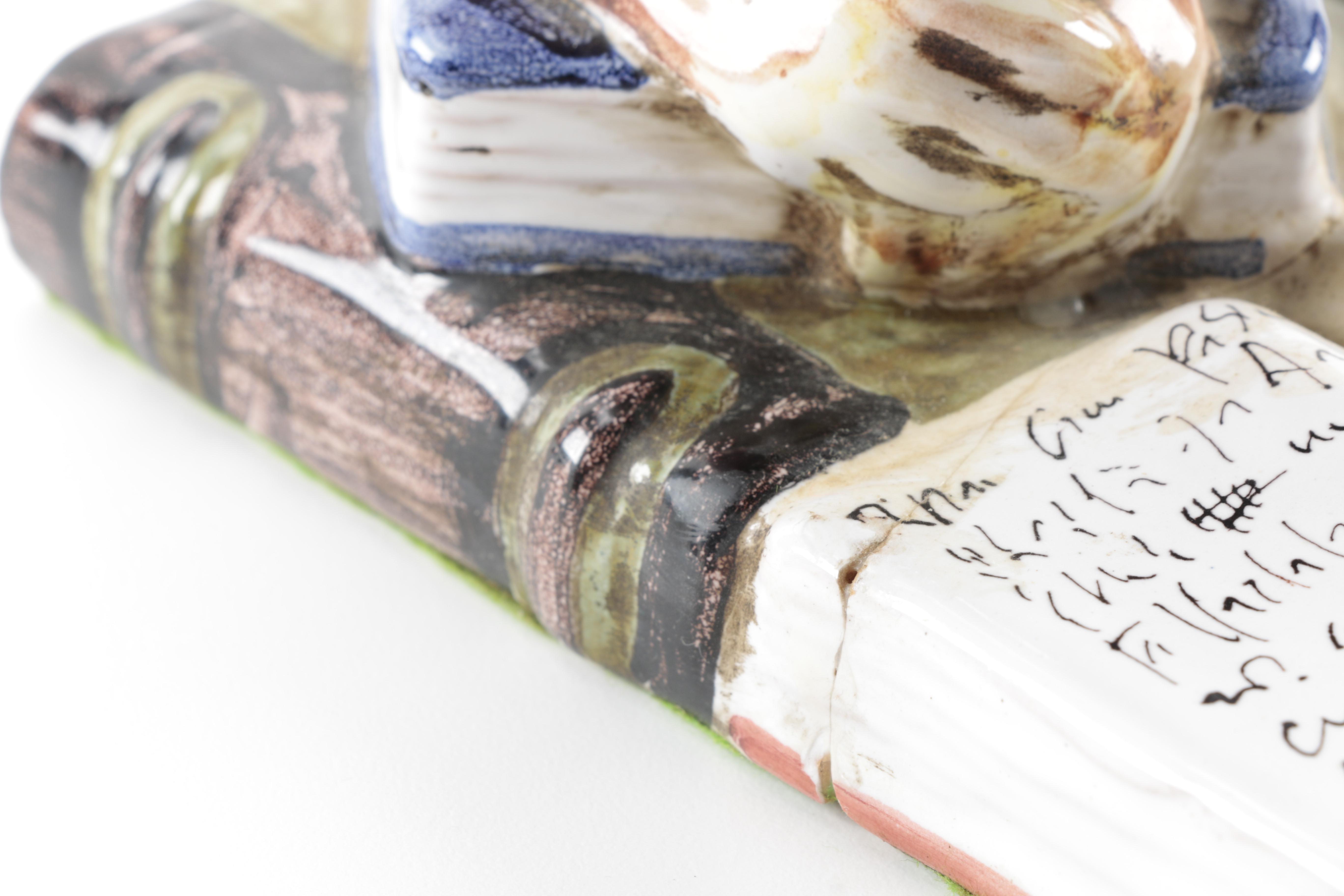 Italian Ceramic Reading Monkey Figurines