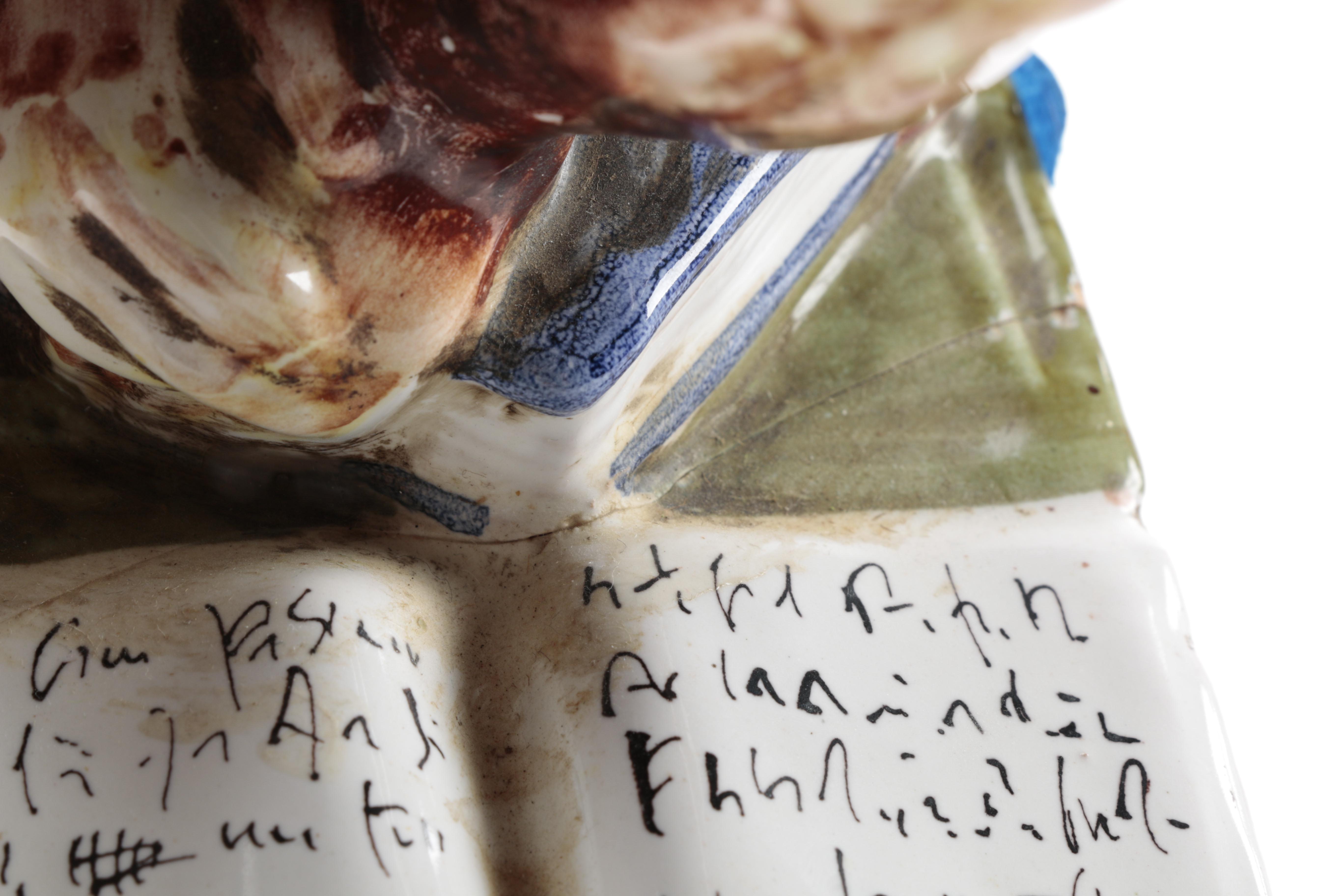 Italian Ceramic Reading Monkey Figurines