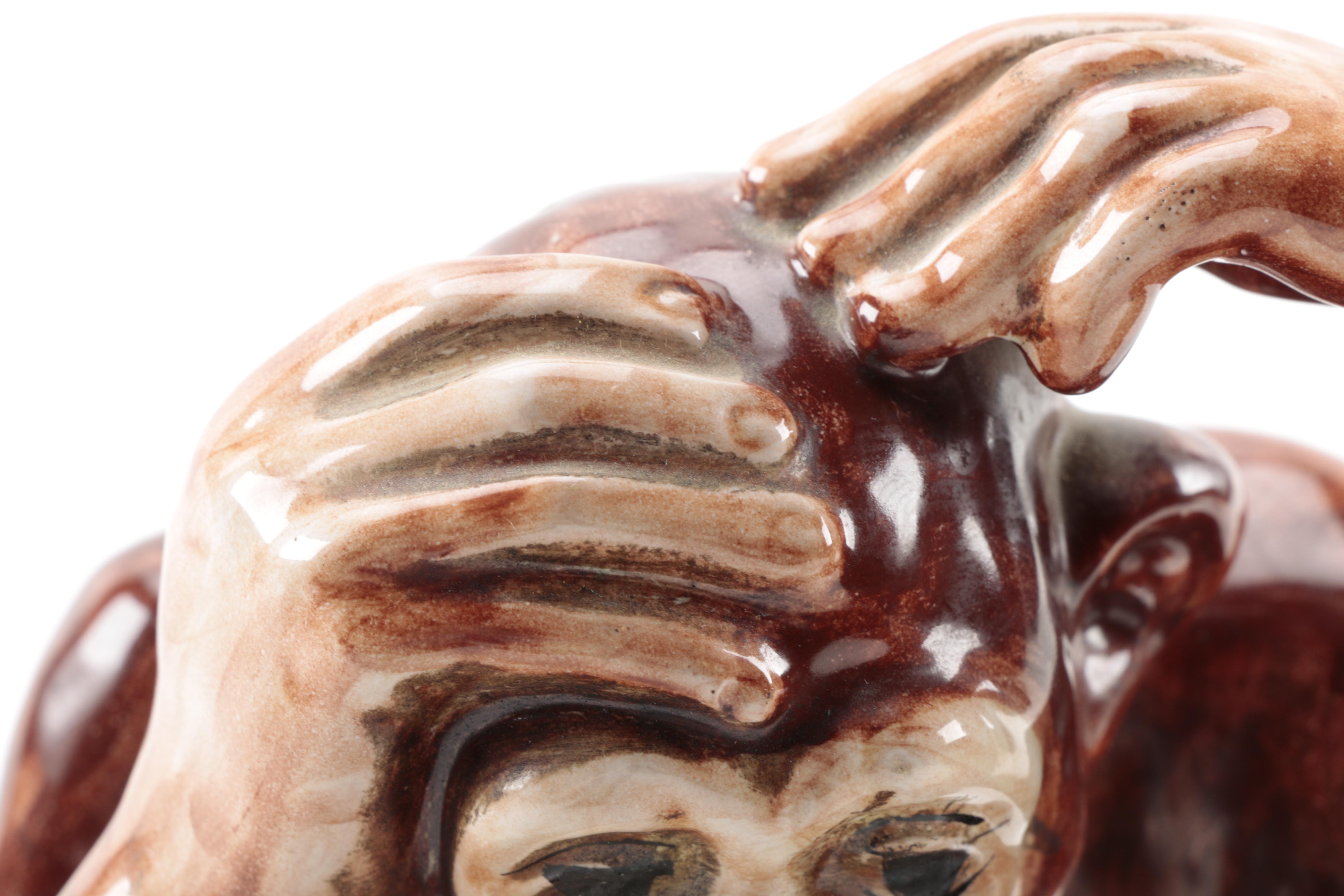 Italian Ceramic Reading Monkey Figurines