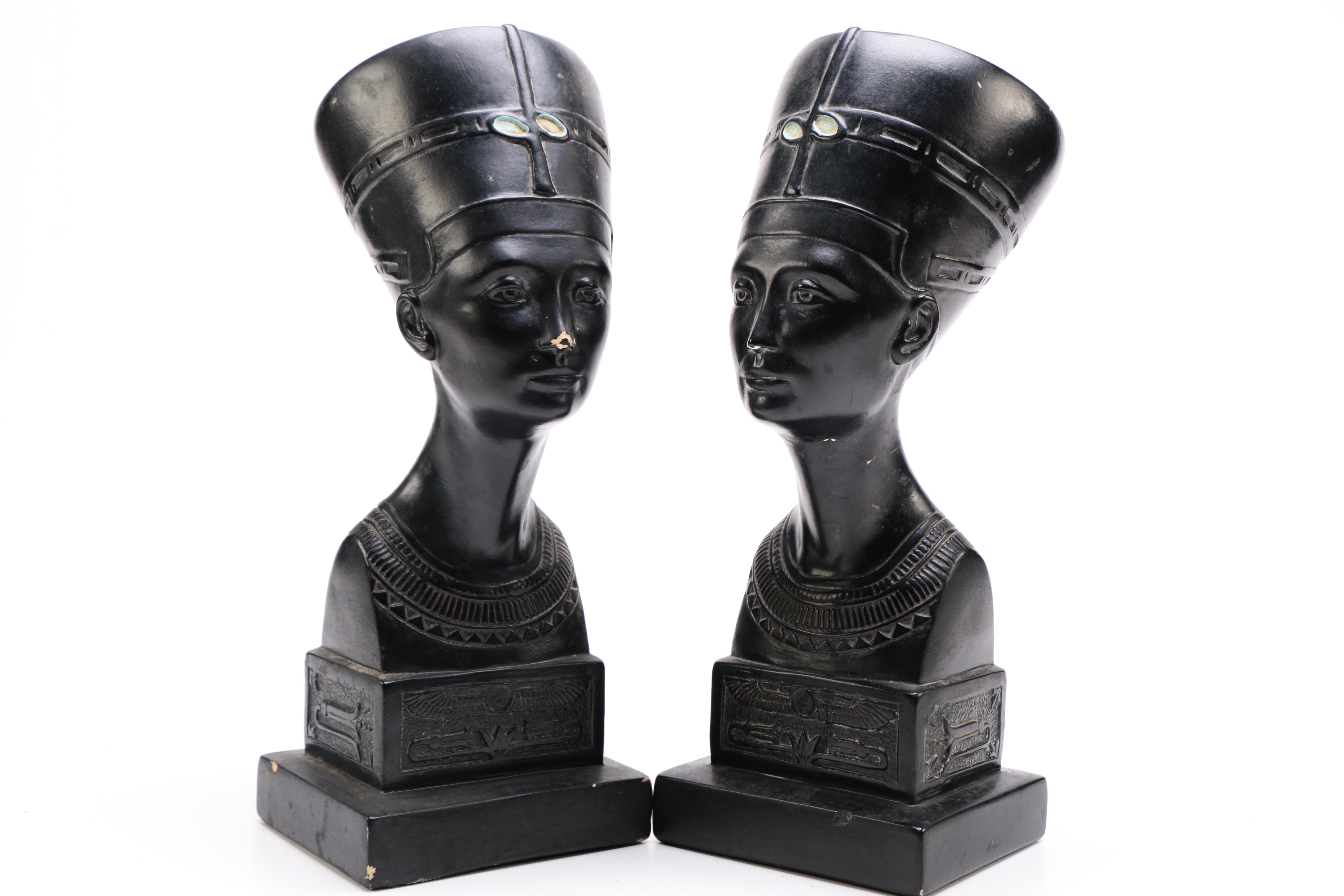 Nefertiti Busts and Pharaoh Figurine