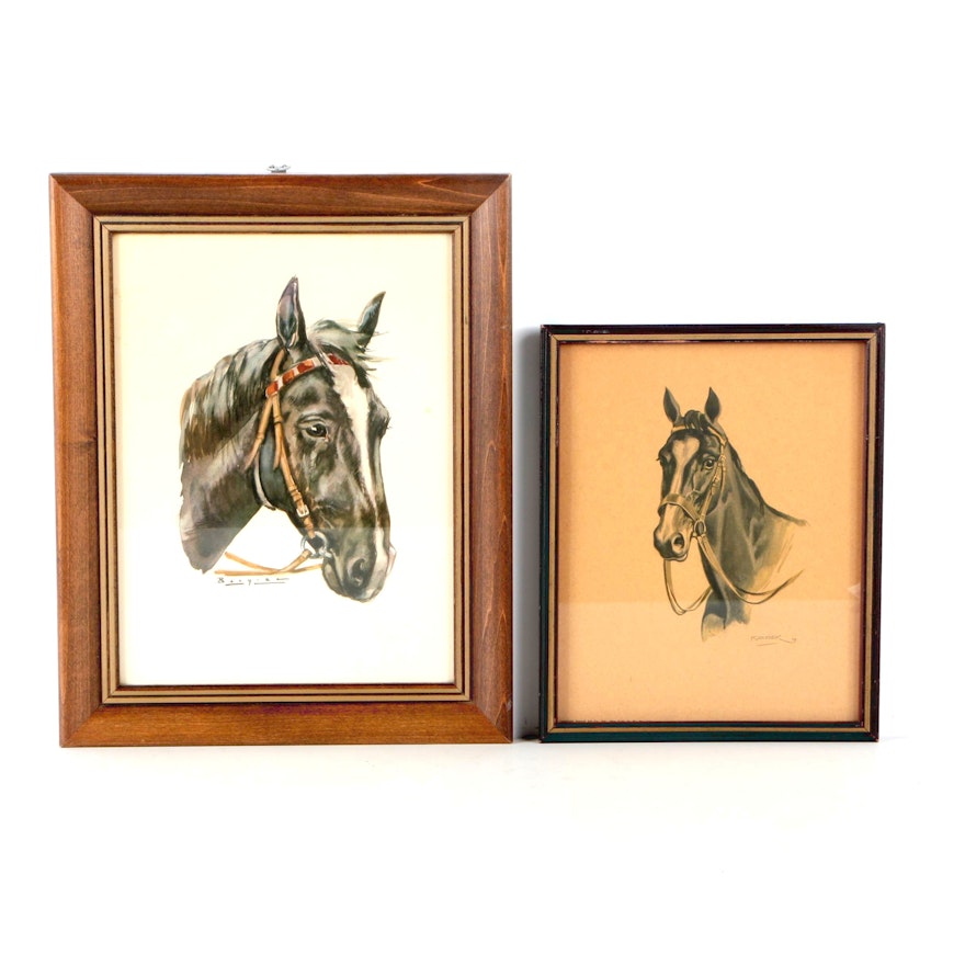 Offset Lithographs of Horse Heads