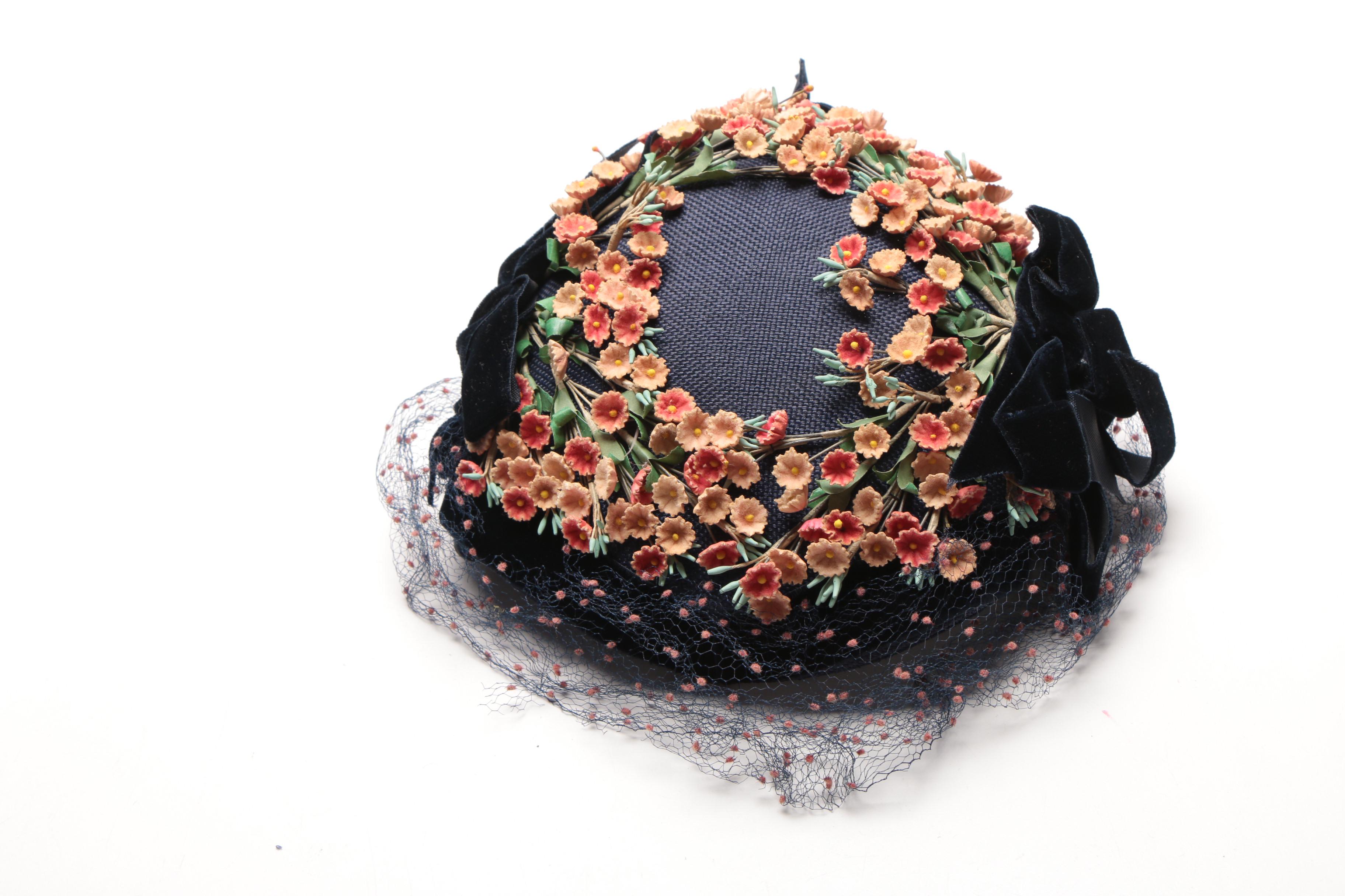 Vintage Headpieces including Marshall Field Debutante room