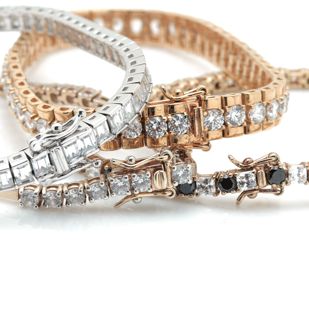 Sterling Silver Bracelets With Cubic Zirconia