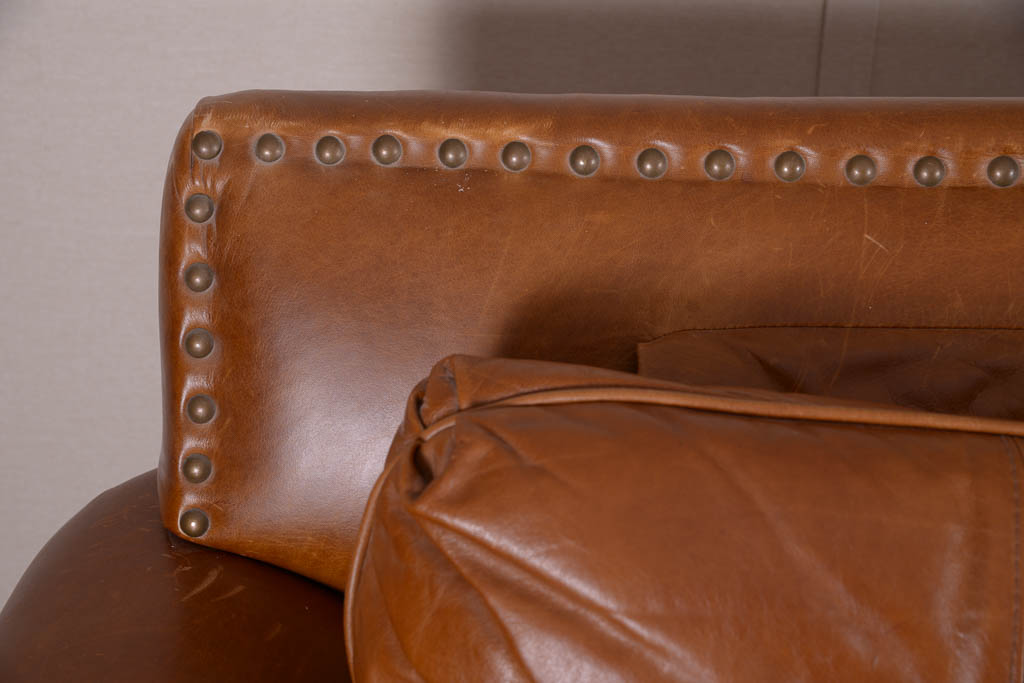 Bernhardt Cognac Leather Sleeper Sofa