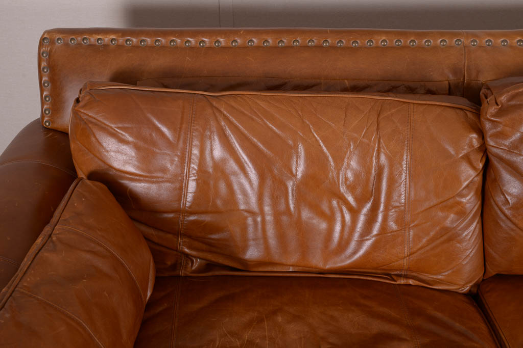 Bernhardt Cognac Leather Sleeper Sofa