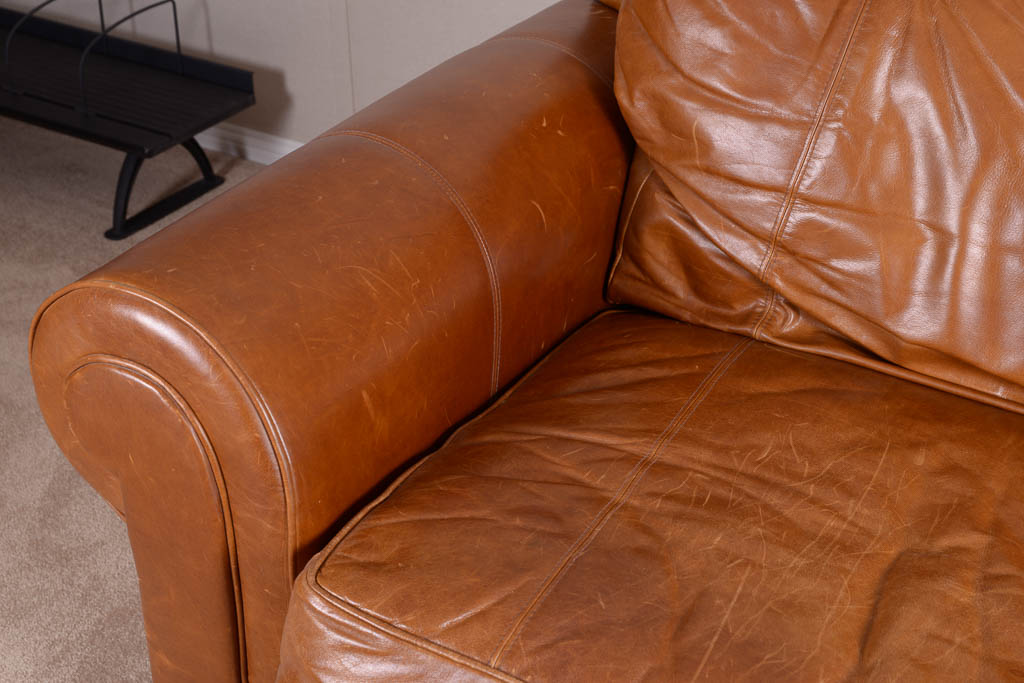 Bernhardt Cognac Leather Sleeper Sofa