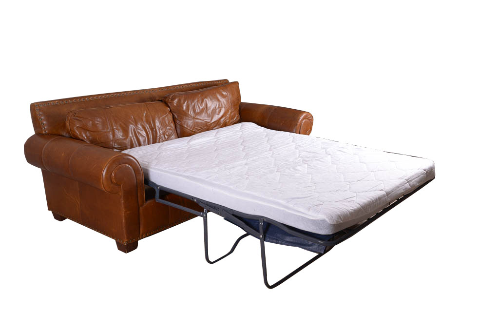 Bernhardt Cognac Leather Sleeper Sofa