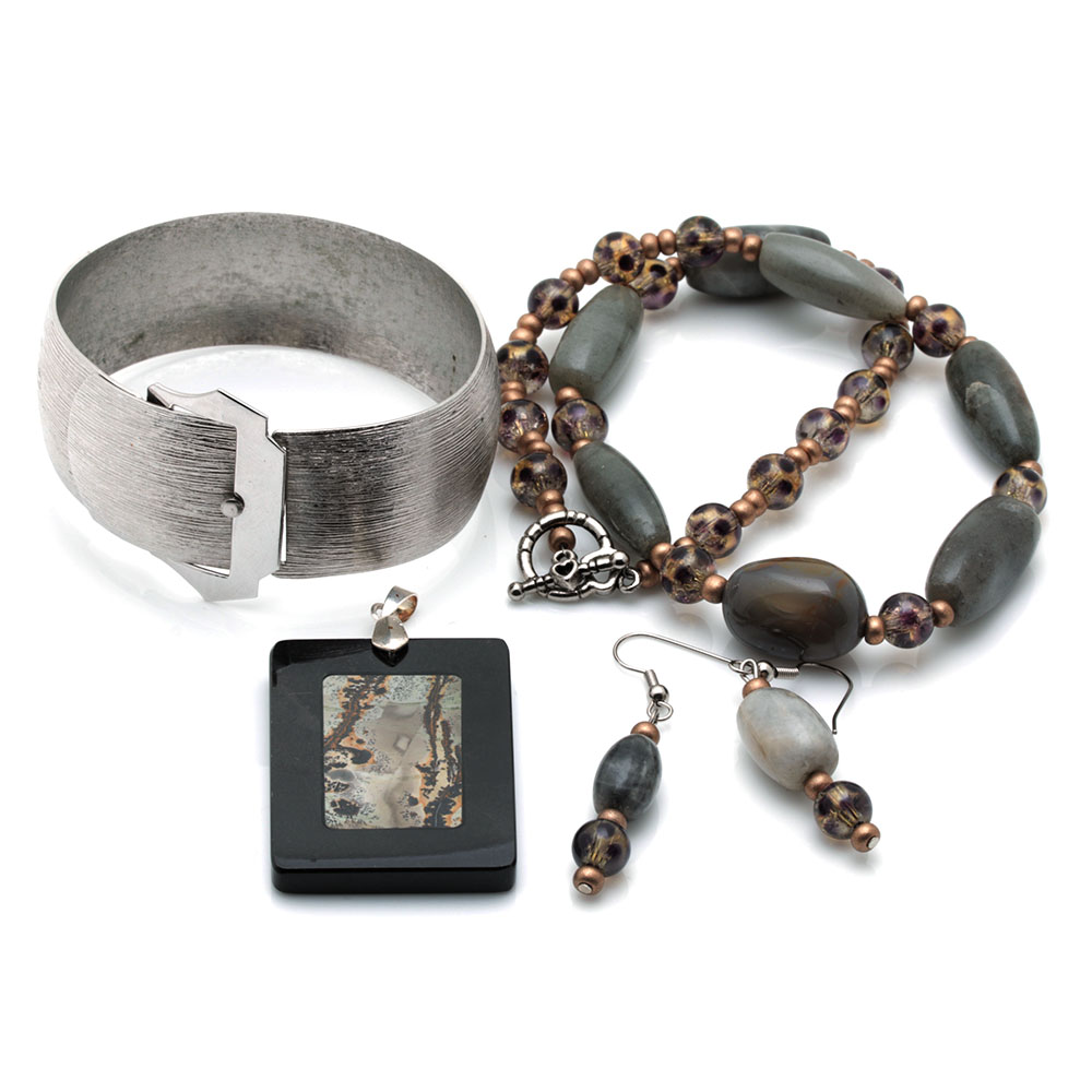 Stone Jewelry and Sarah Coventry Bangle Bracelet