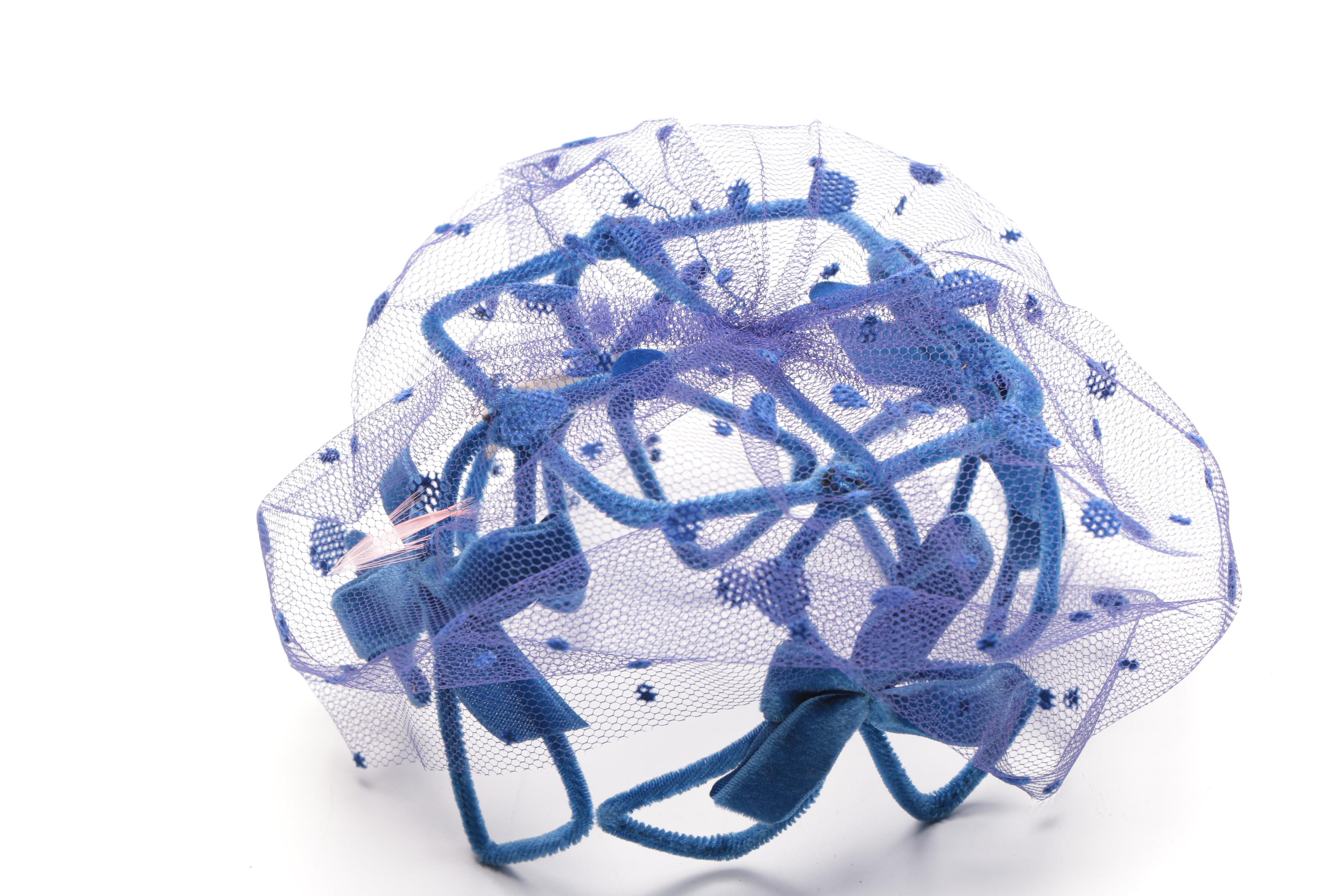 Vintage Blue Netted Headpieces