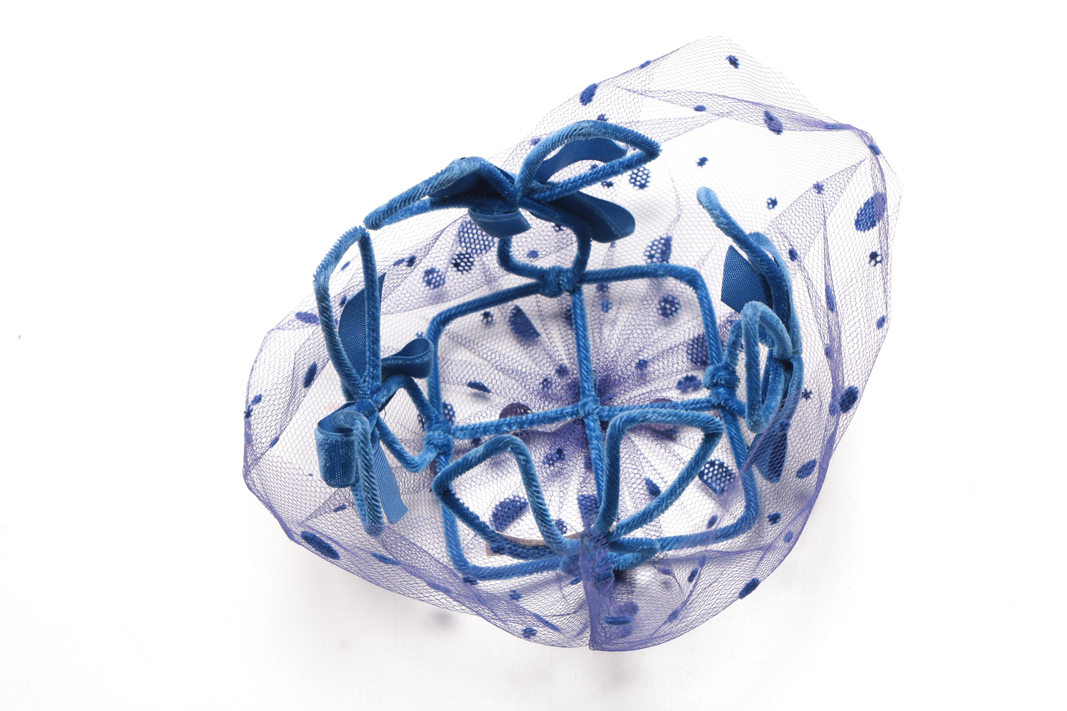 Vintage Blue Netted Headpieces