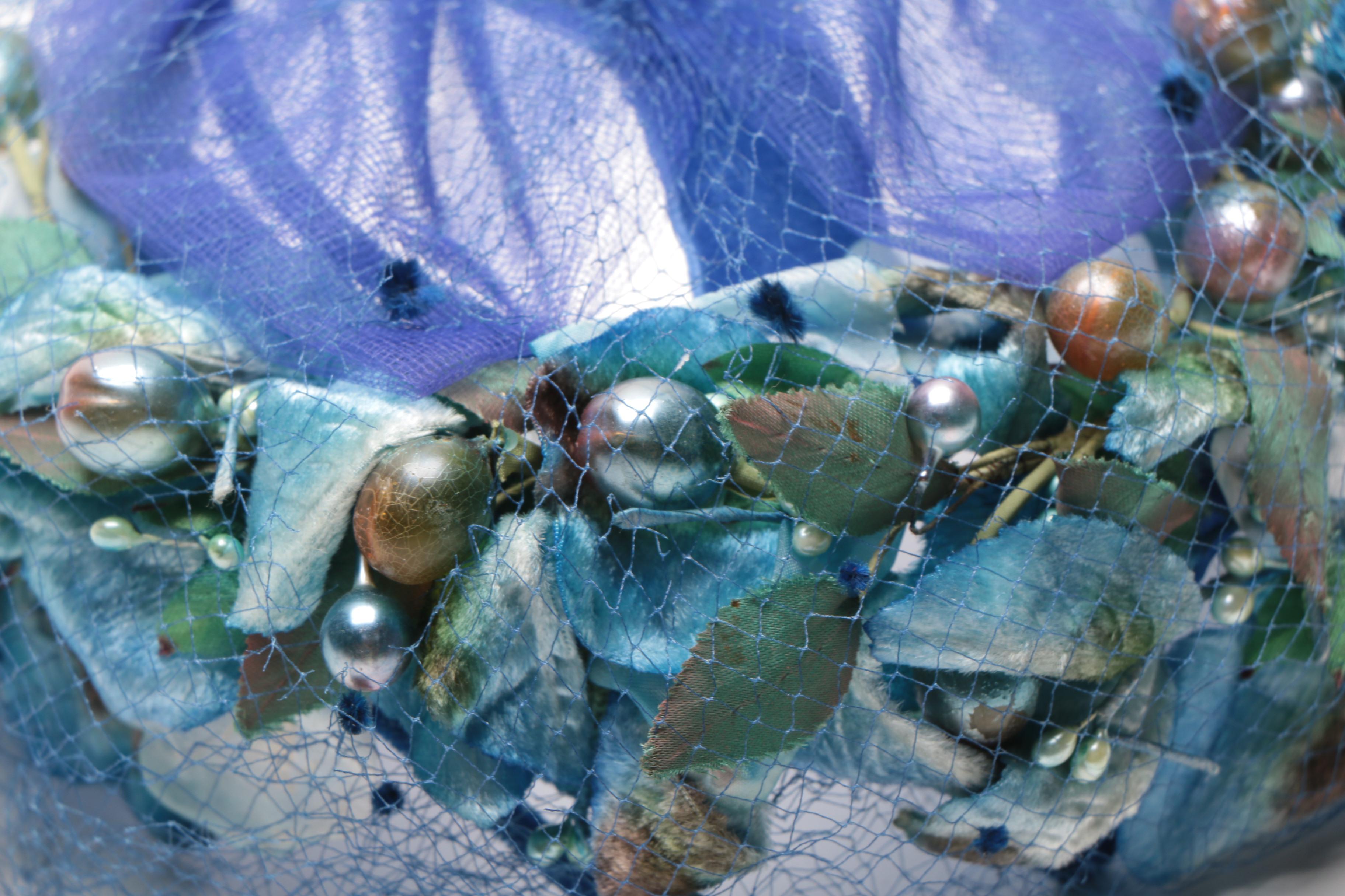 Vintage Blue Netted Headpieces