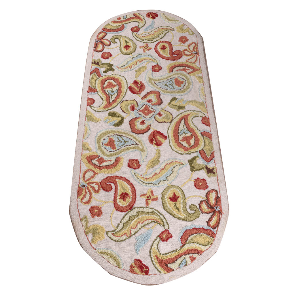 Bright Hooked Paisley Cotton Accent Rug