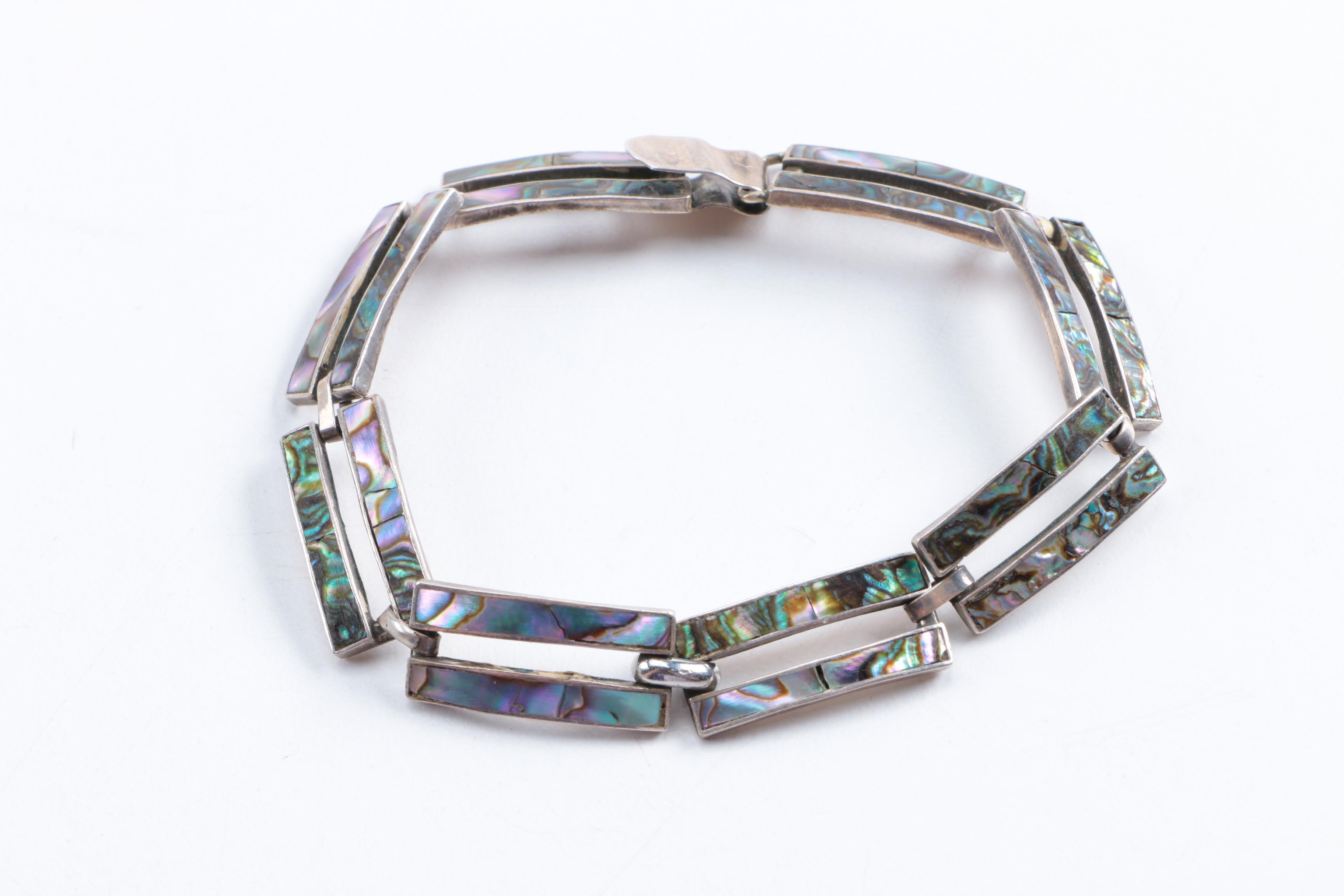 Sterling Silver and Abalone Jewelry Including Demi Parure