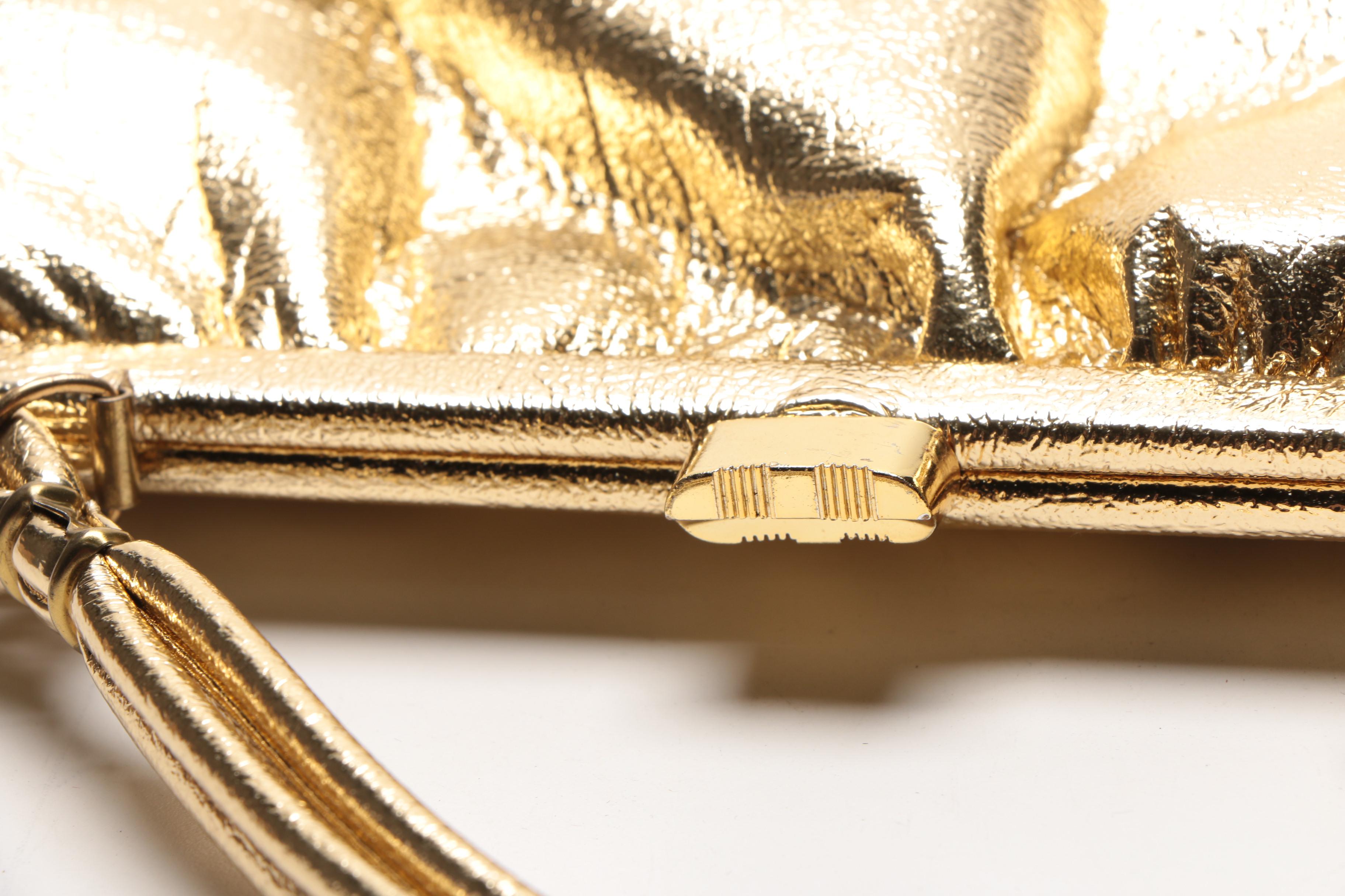 Metallic Gold Tone Vintage Purse, Hat, and Shoes