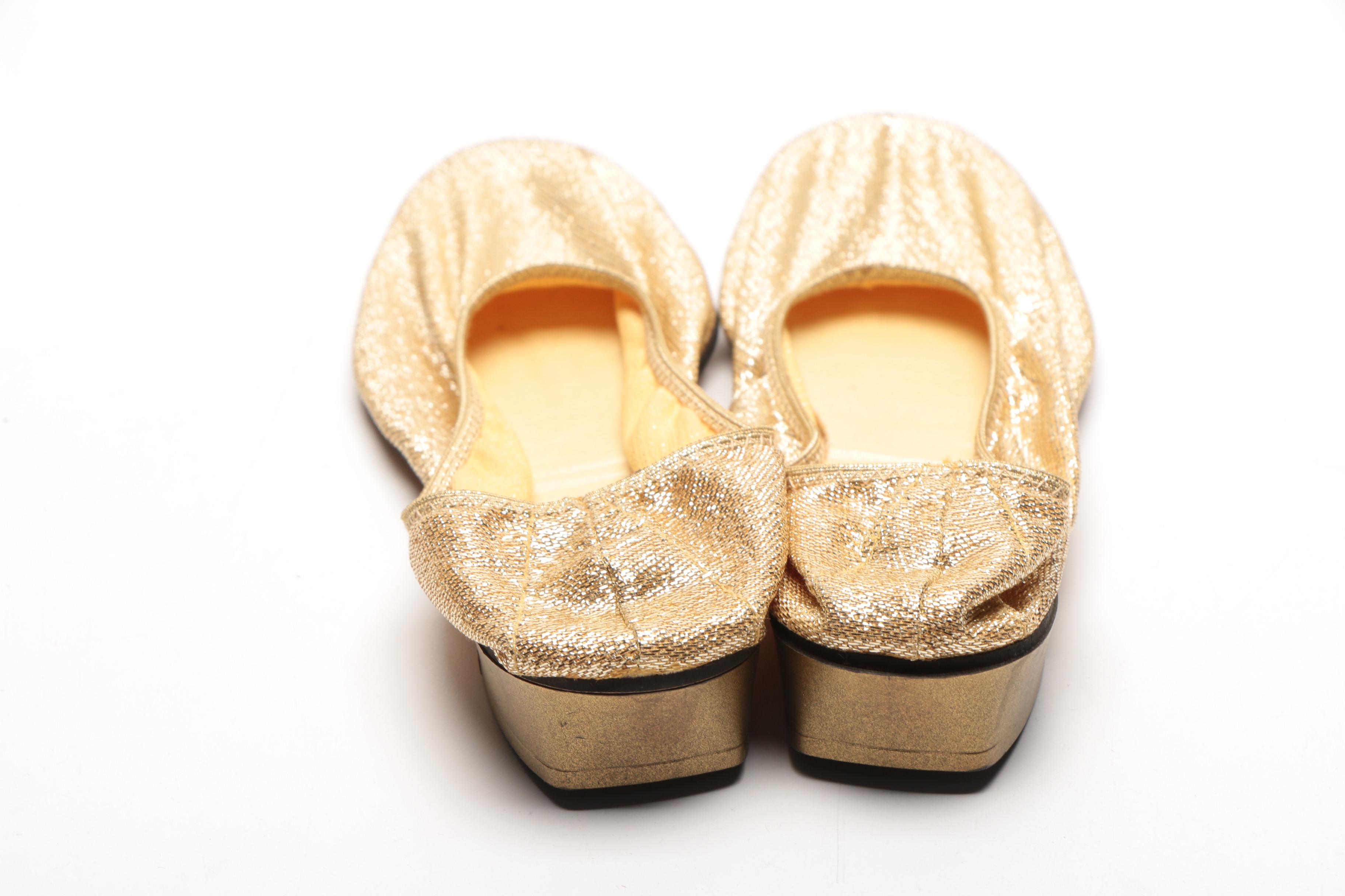 Metallic Gold Tone Vintage Purse, Hat, and Shoes