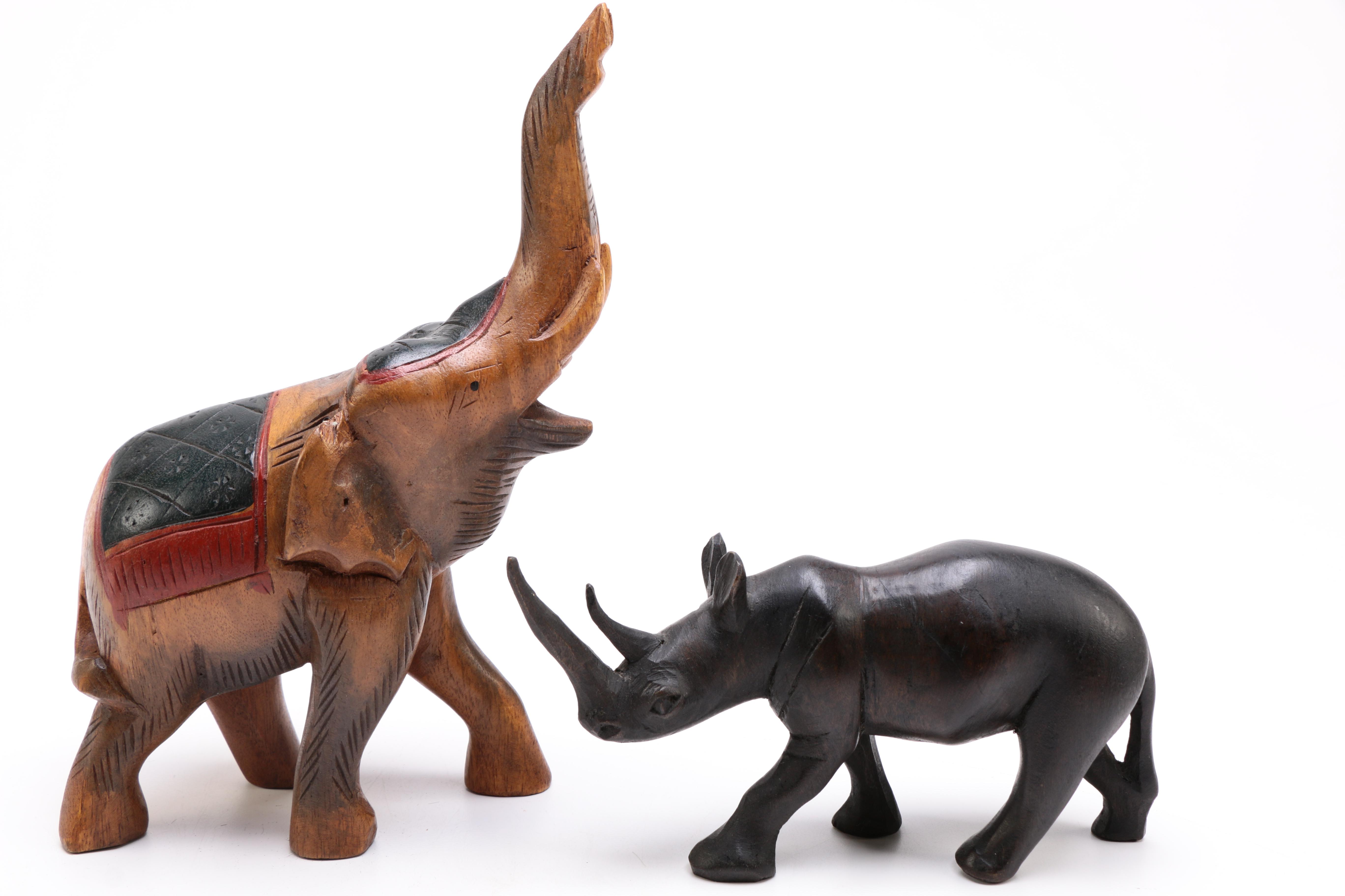 A Selection of Animal Themed Decor to Include Two Soapstone Carvings