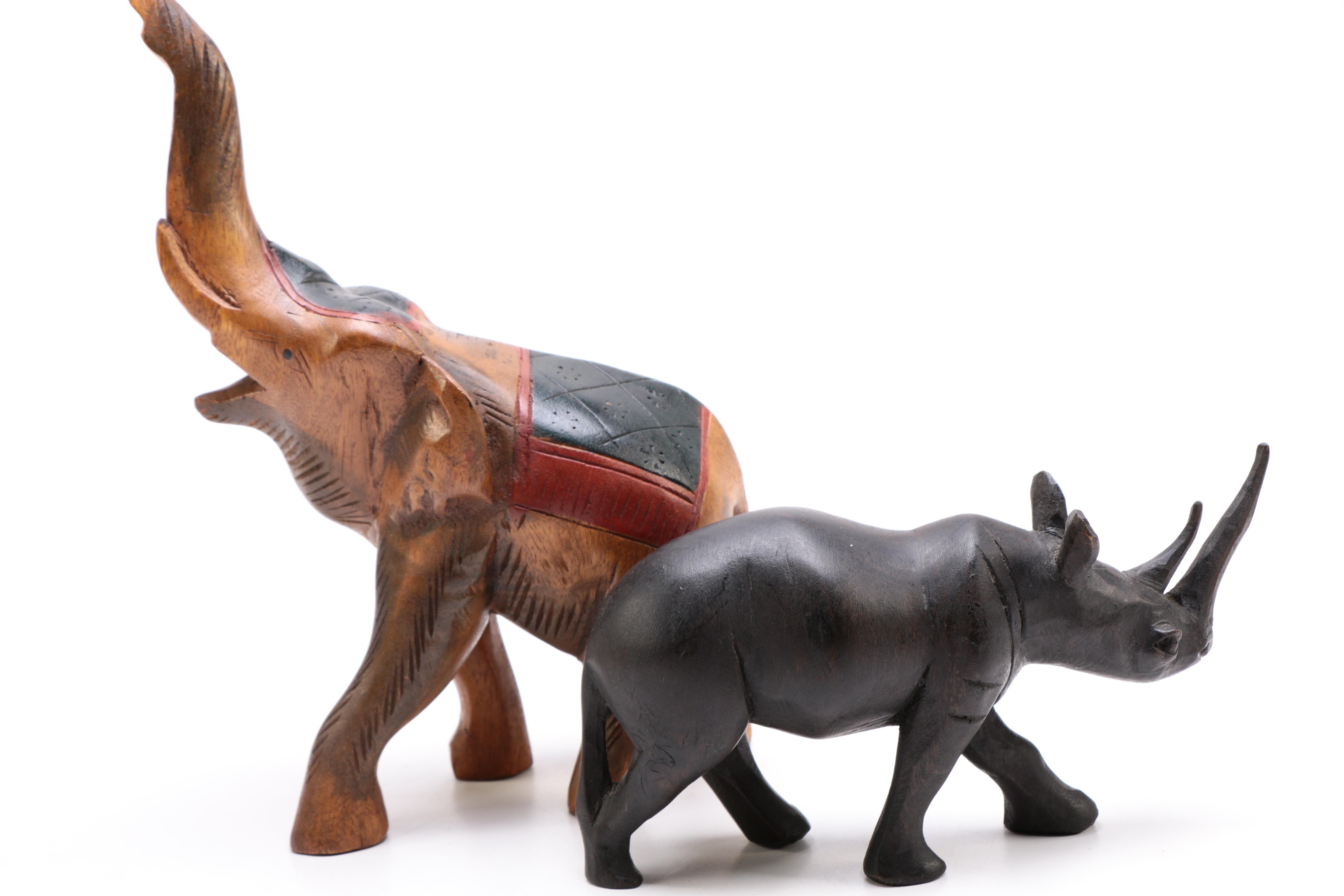 A Selection of Animal Themed Decor to Include Two Soapstone Carvings