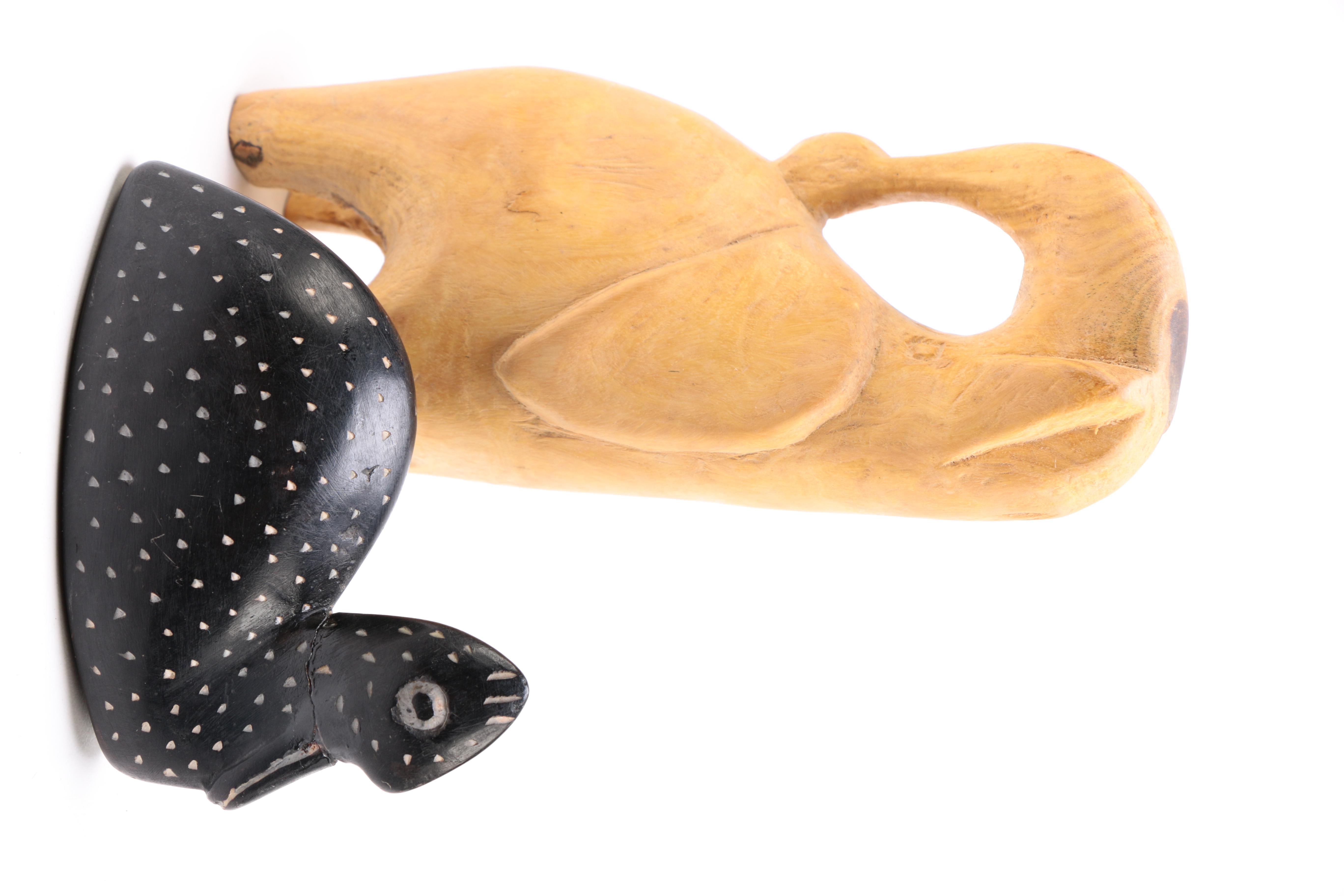 A Selection of Animal Themed Decor to Include Two Soapstone Carvings