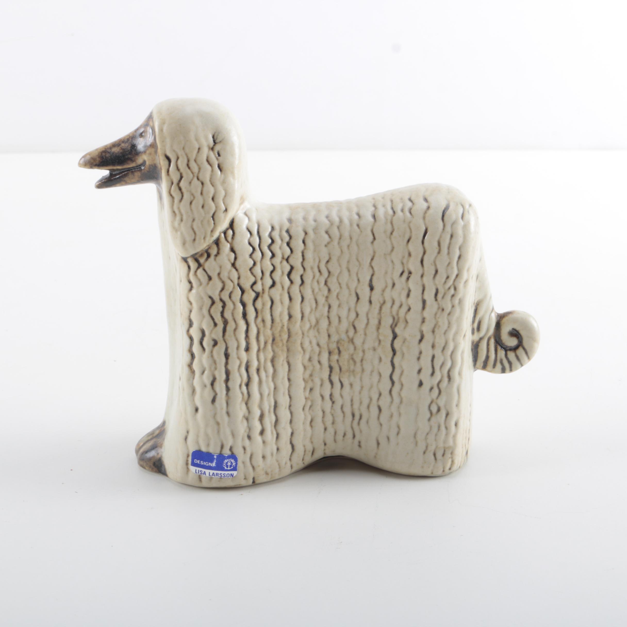 Ceramic Afghan Hound Dog Figurine by Lisa Larsson