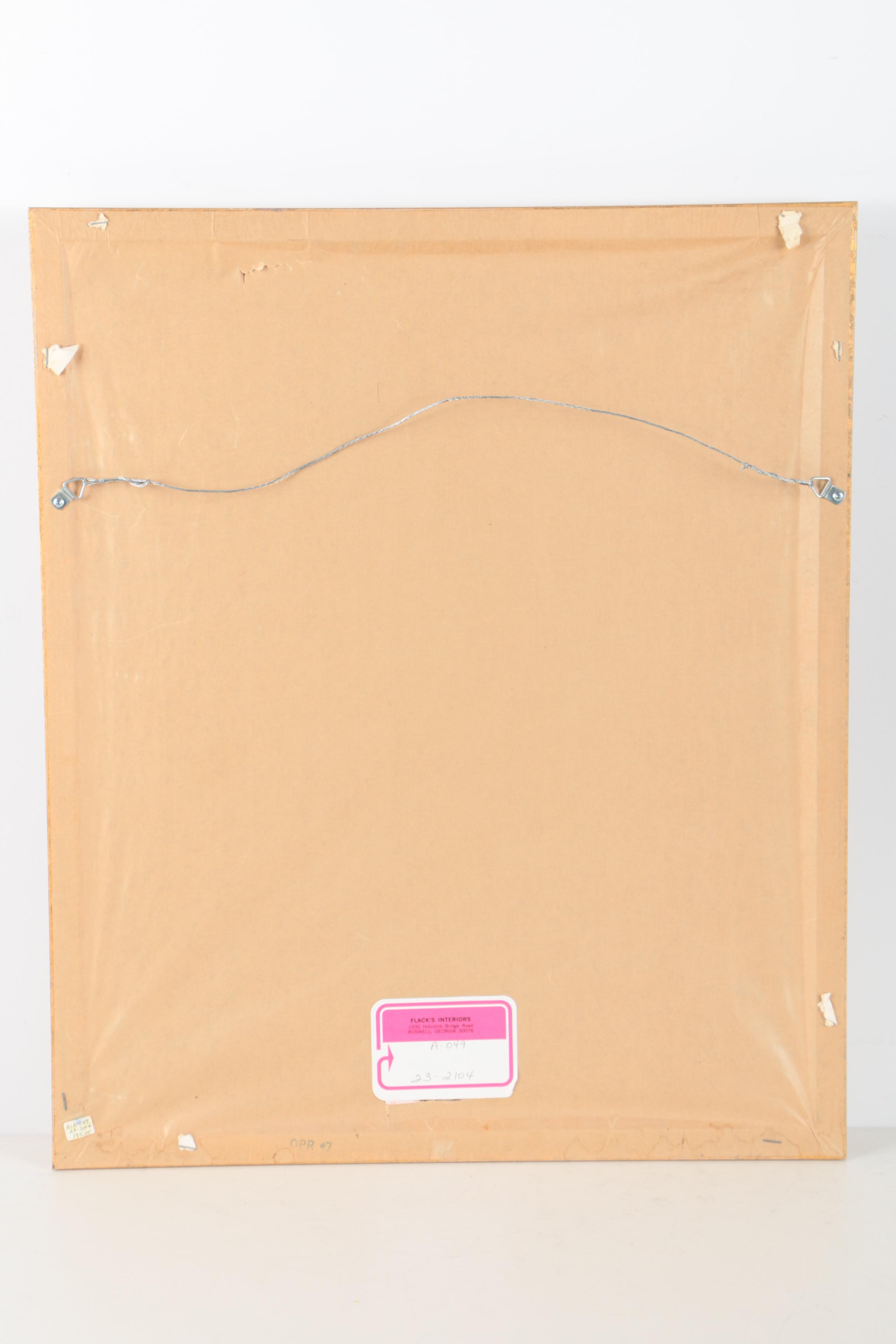 Offset Lithograph of a Small Bird on a Blossoming Plant